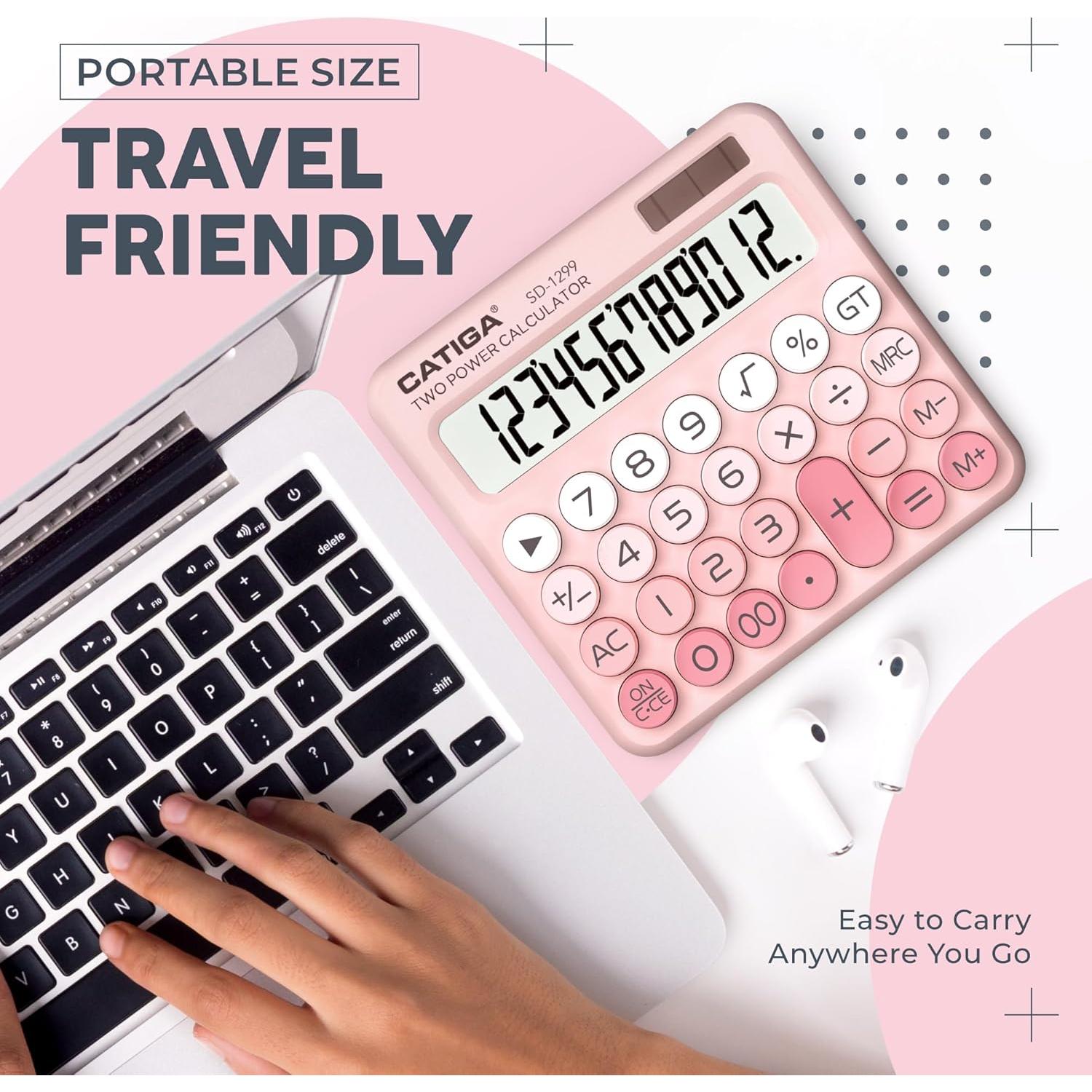 Calculadora Mecánica Catiga SD-1299 Solar y Batería Doble