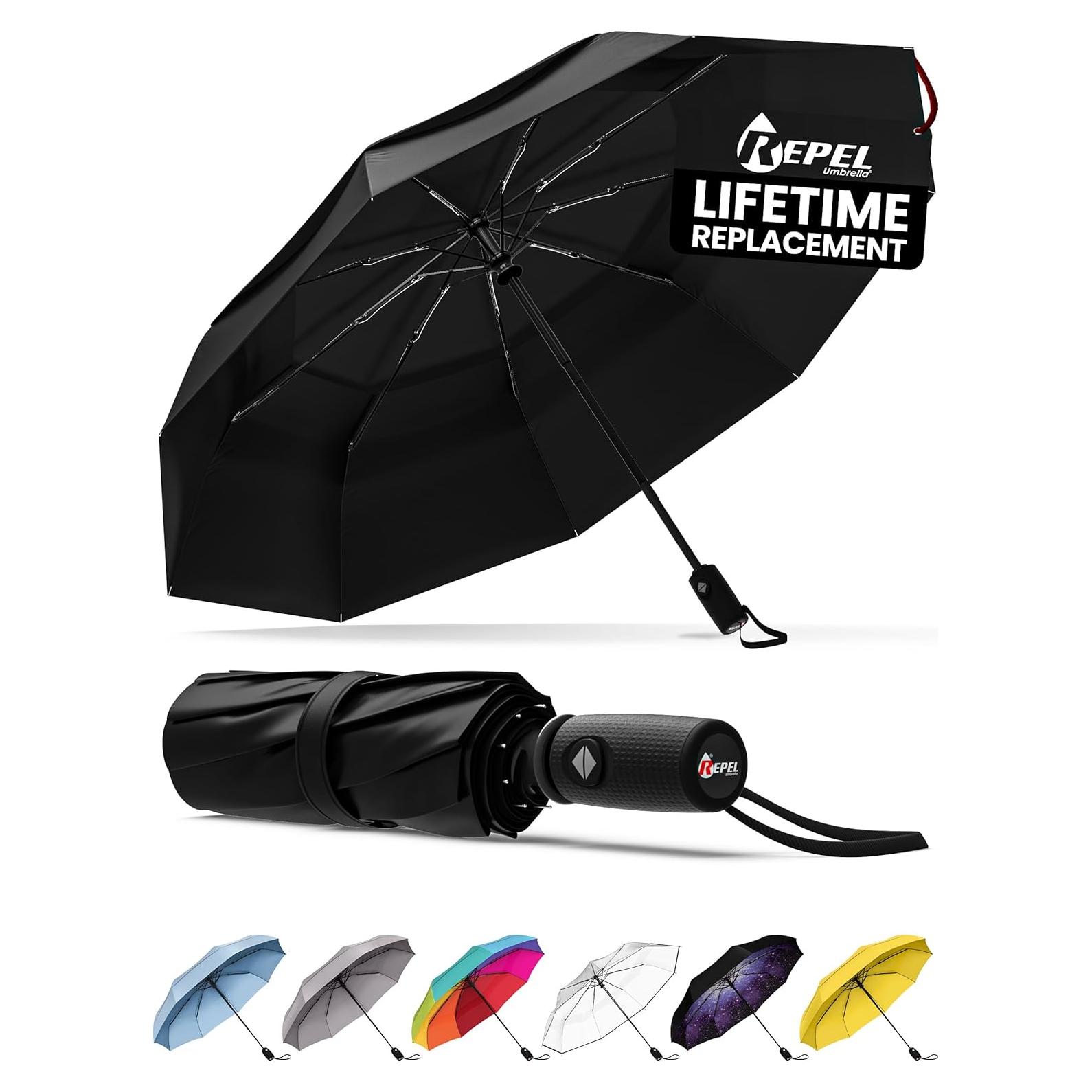 Paraguas Compacto Automático Negro - Resistente al Viento