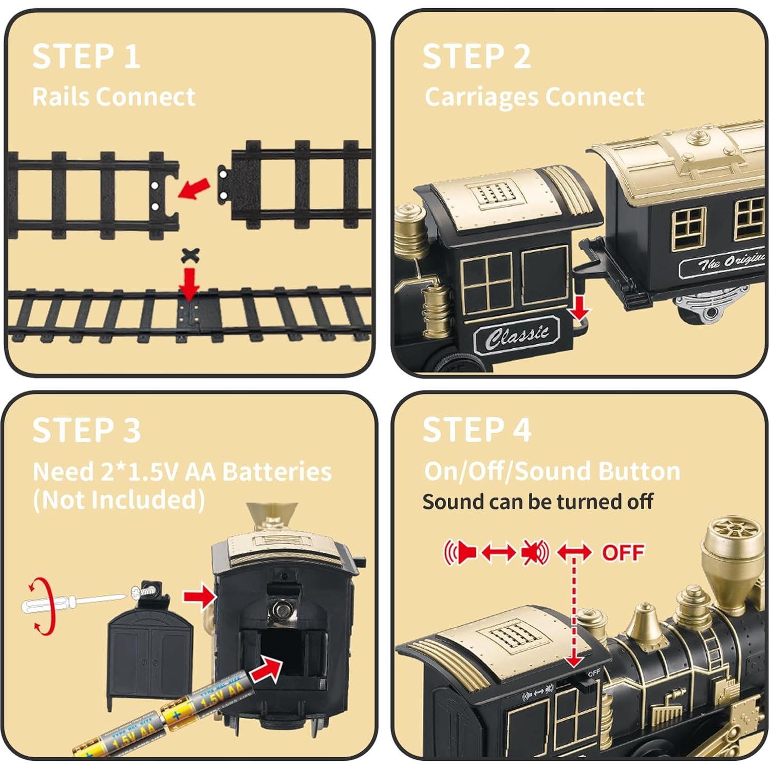 Juego de Tren de Navidad JUQU para Niños 4-8 Años - Locomotora y Vías