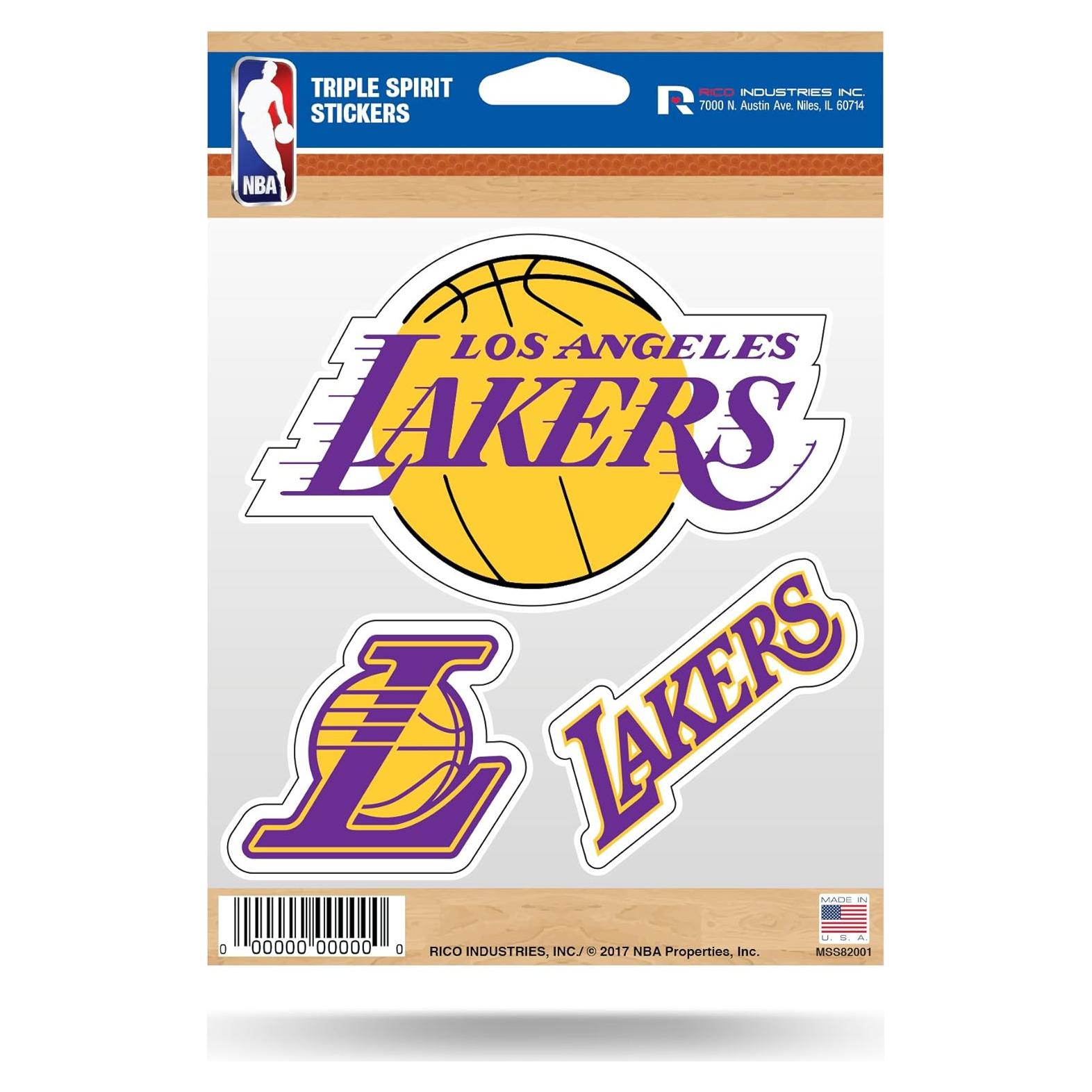 Calcomanías NBA Los Angeles Lakers - Hoja Triple 3 Piezas