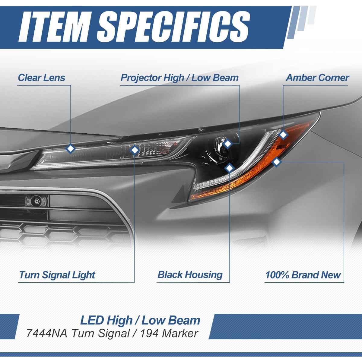 Faro Proyector LED Auto Dynasty Izquierdo Toyota Corolla 2020-2024