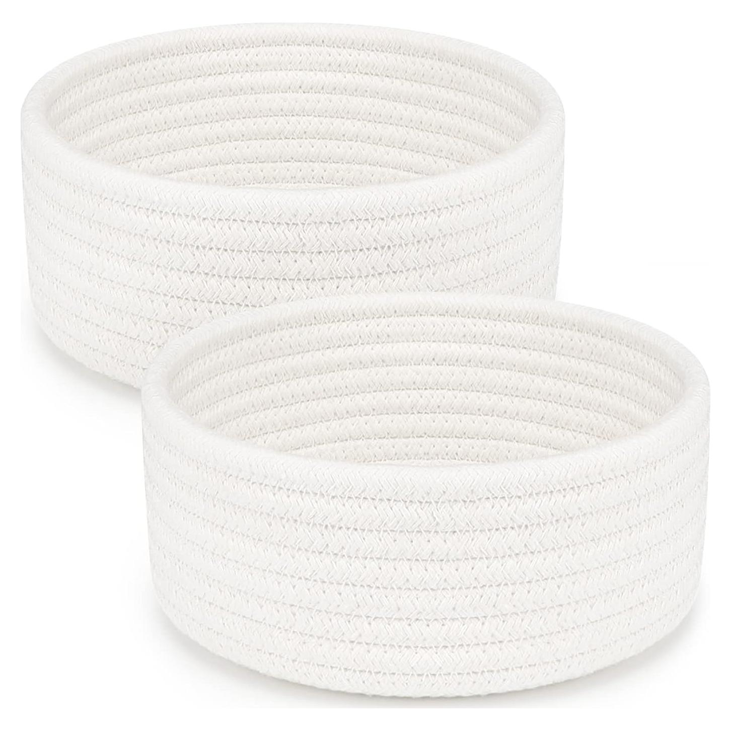 Cesta Pequeña ABenkle Algodón Blanca 18x18x8 cm 2 Piezas