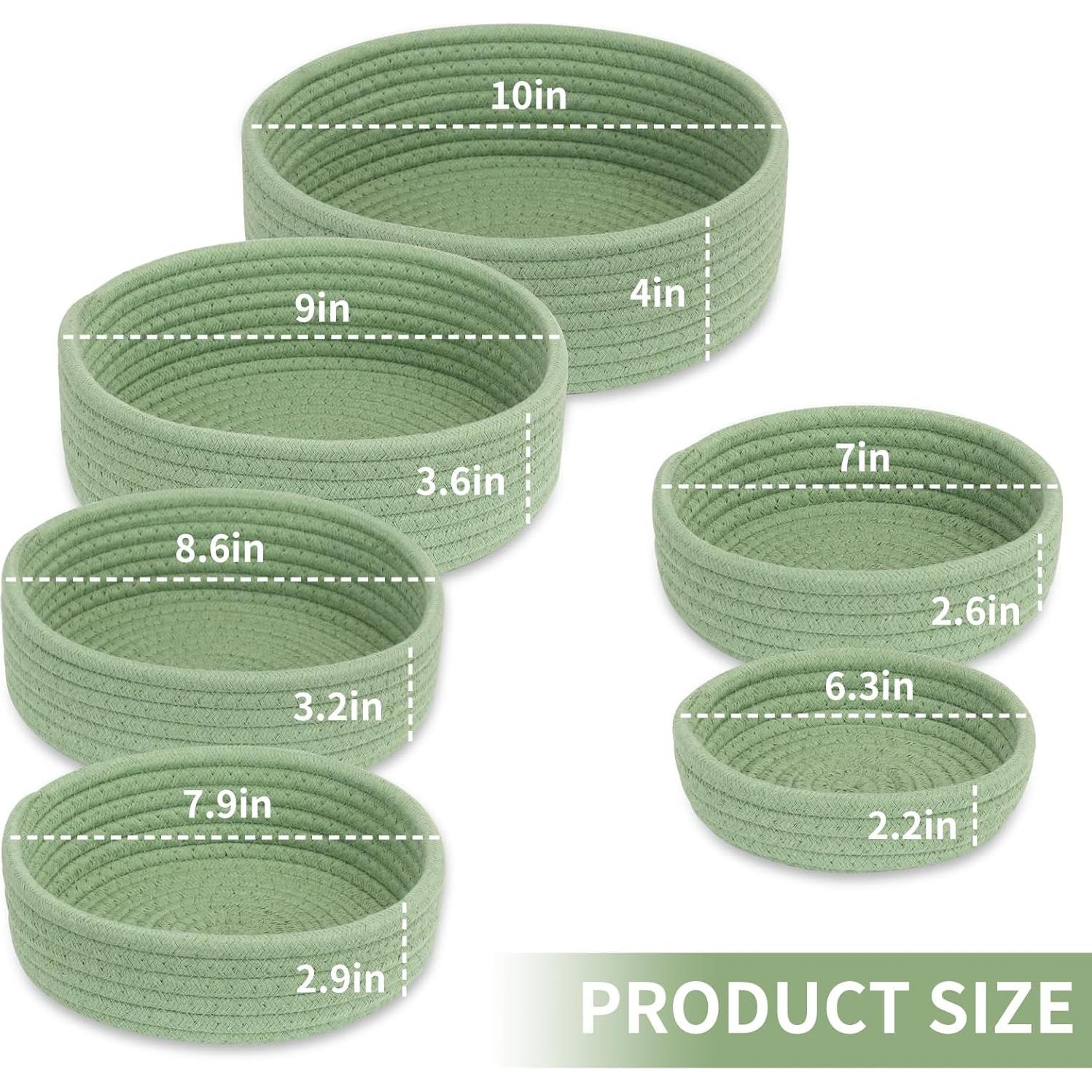 Cestas de Almacenamiento Cazzon 6 Piezas Algodón Verde