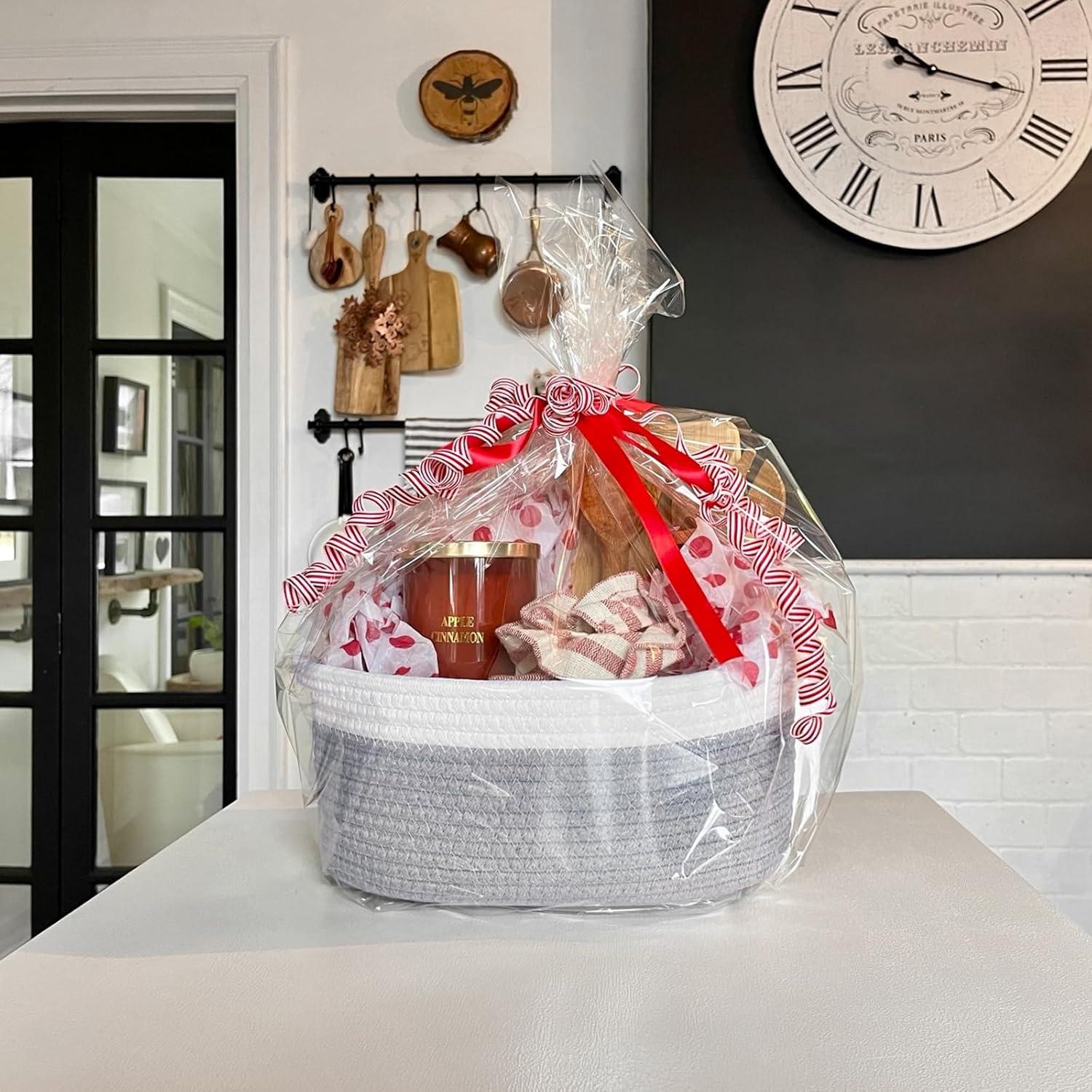 Cesta de Almacenamiento Goodpick Tejida Algodón Gris 30x20x12 cm