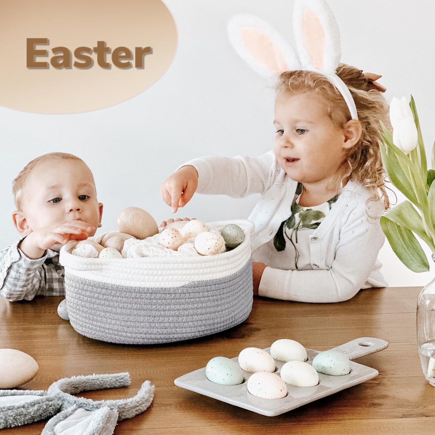 Cesta de Almacenamiento Goodpick Tejida Algodón Gris 30x20x12 cm