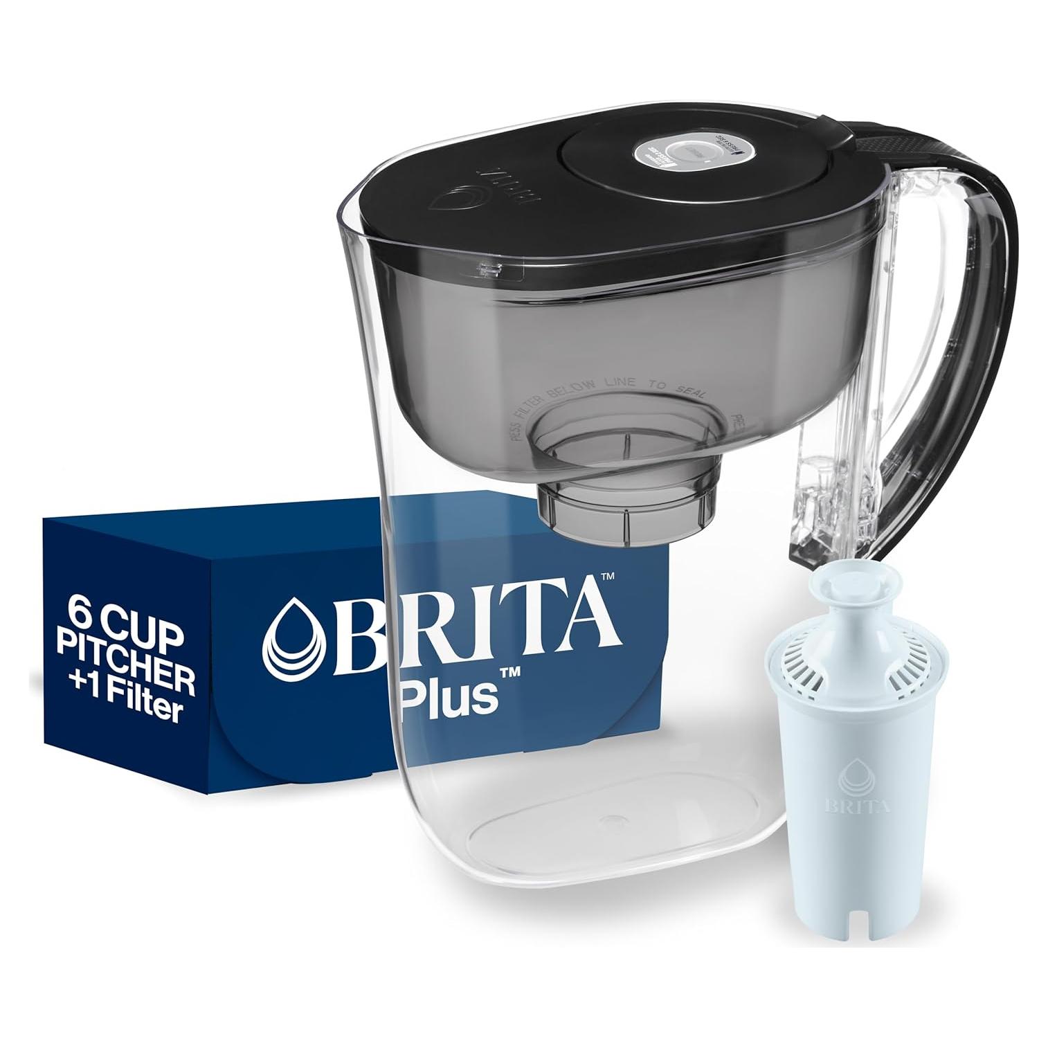 Jarra de Filtro de Agua Brita 6 Tazas con Filtro Plus Negro