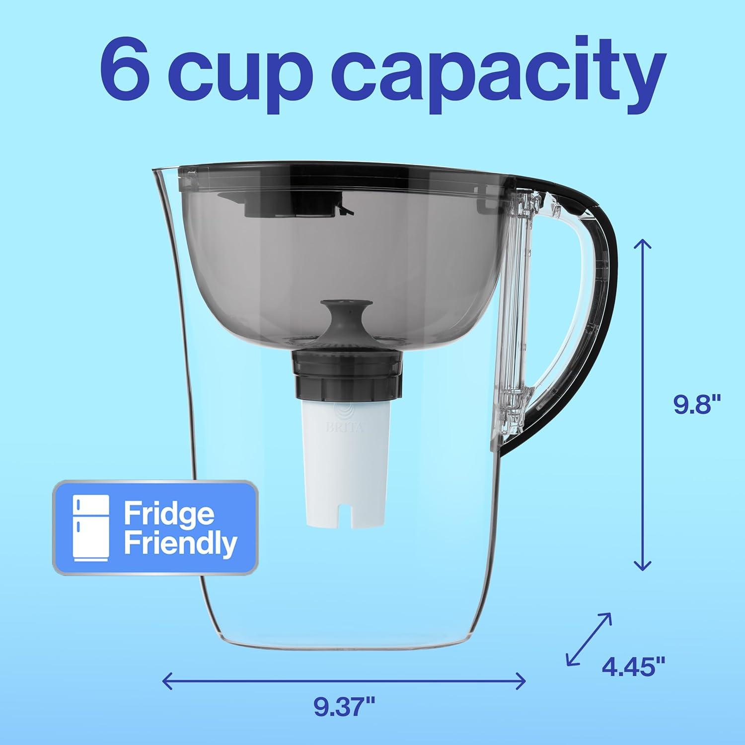 Jarra de Filtro de Agua Brita 6 Tazas con Filtro Plus Negro