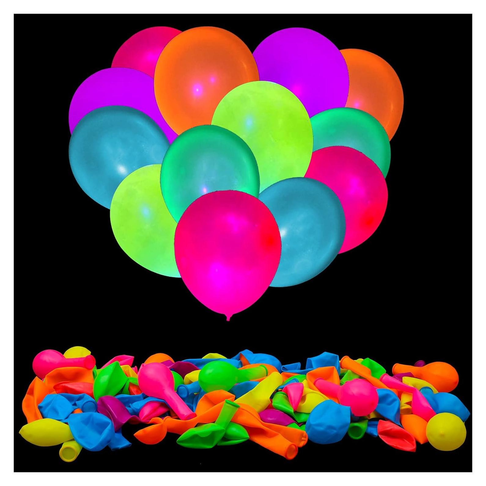 100 Globos Neón Brillantes GYIPFIPA para Fiestas UV 30.48 cm