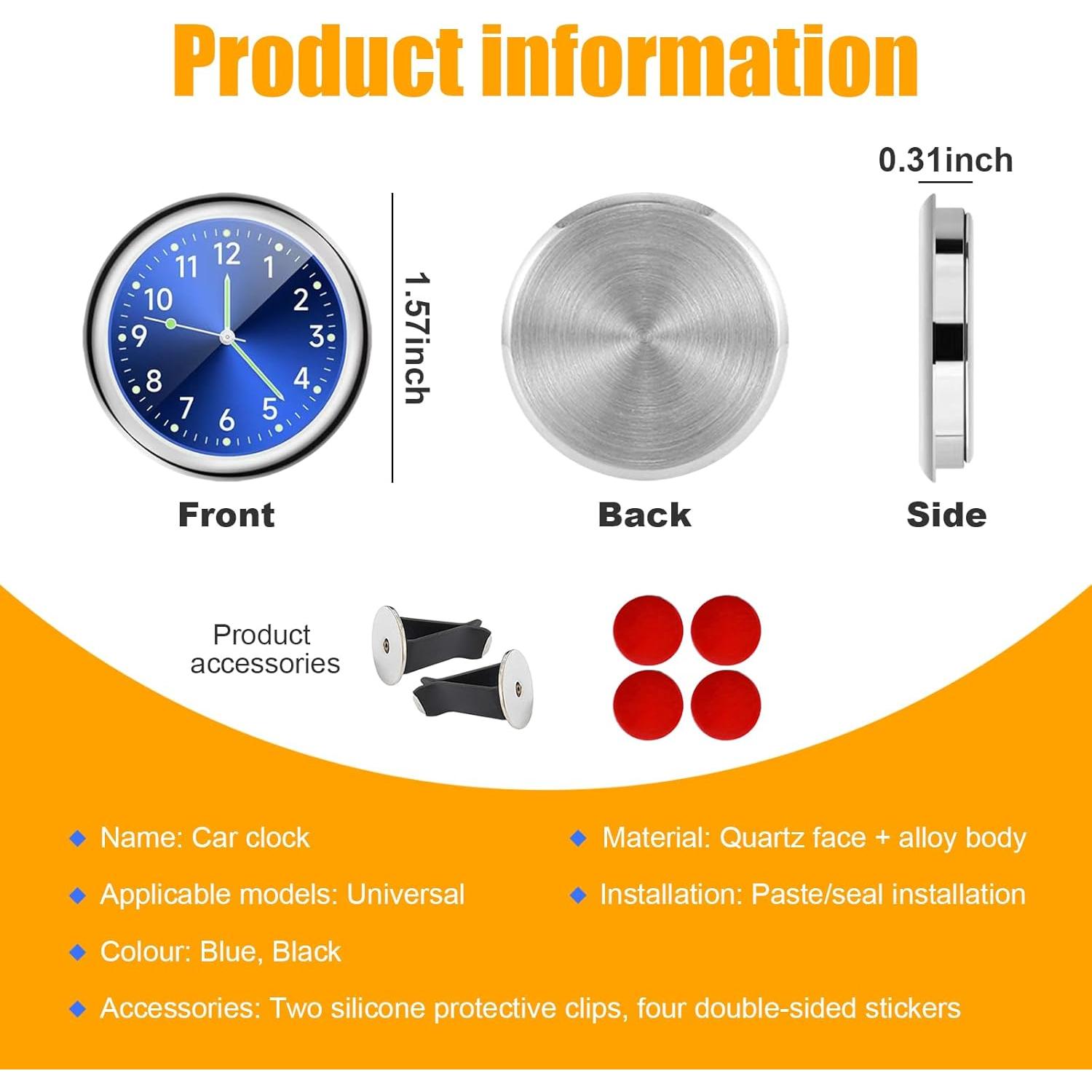 Reloj de Coche Adherible Dickno Mini Luminiscente 3,99 cm