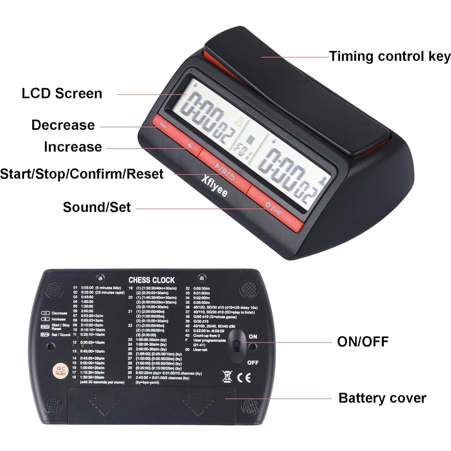 Reloj de Ajedrez Xflyee Digital Portátil con Bonificación
