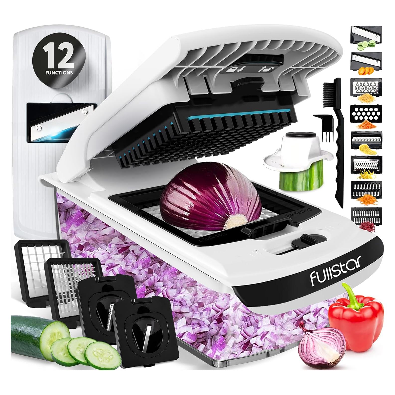 Picador de Verduras Fullstar 12-en-1 con Contenedor Blanco/Negro