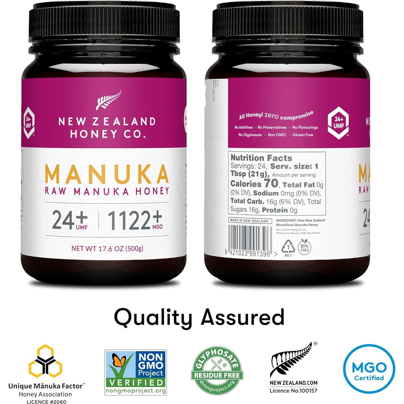 Miel Cruda de Manuka UMF 24+ MGO 1122+ New Zealand Honey 500g