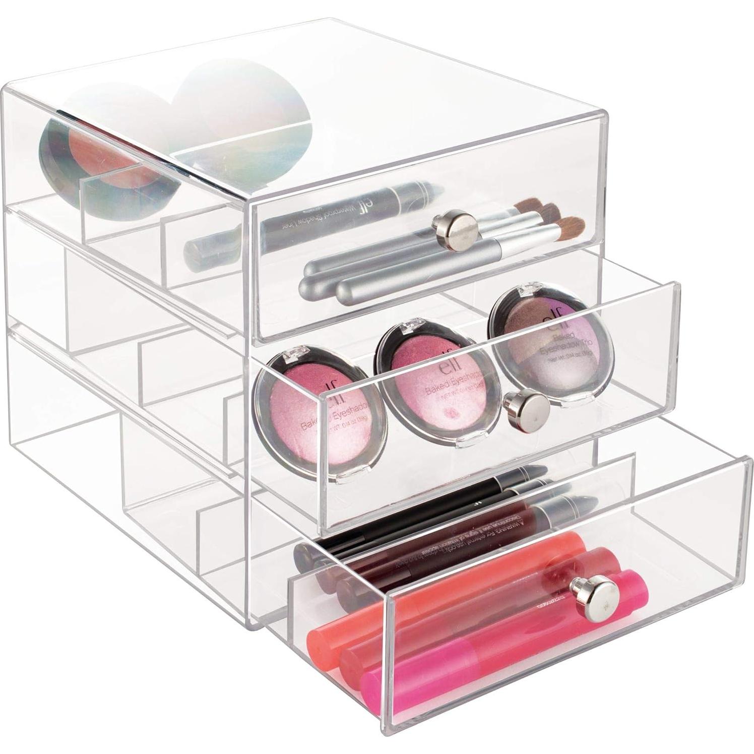 Organizador de Tocador iDesign 3 Cajones Plástico Transparente 17.78x16.51x16.51 cm