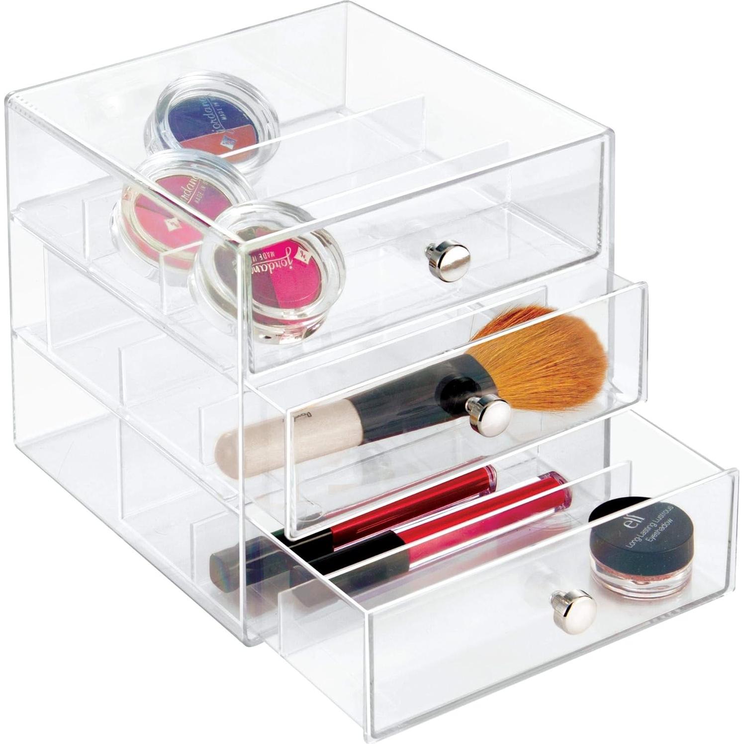 Organizador de Tocador iDesign 3 Cajones Plástico Transparente 17.78x16.51x16.51 cm