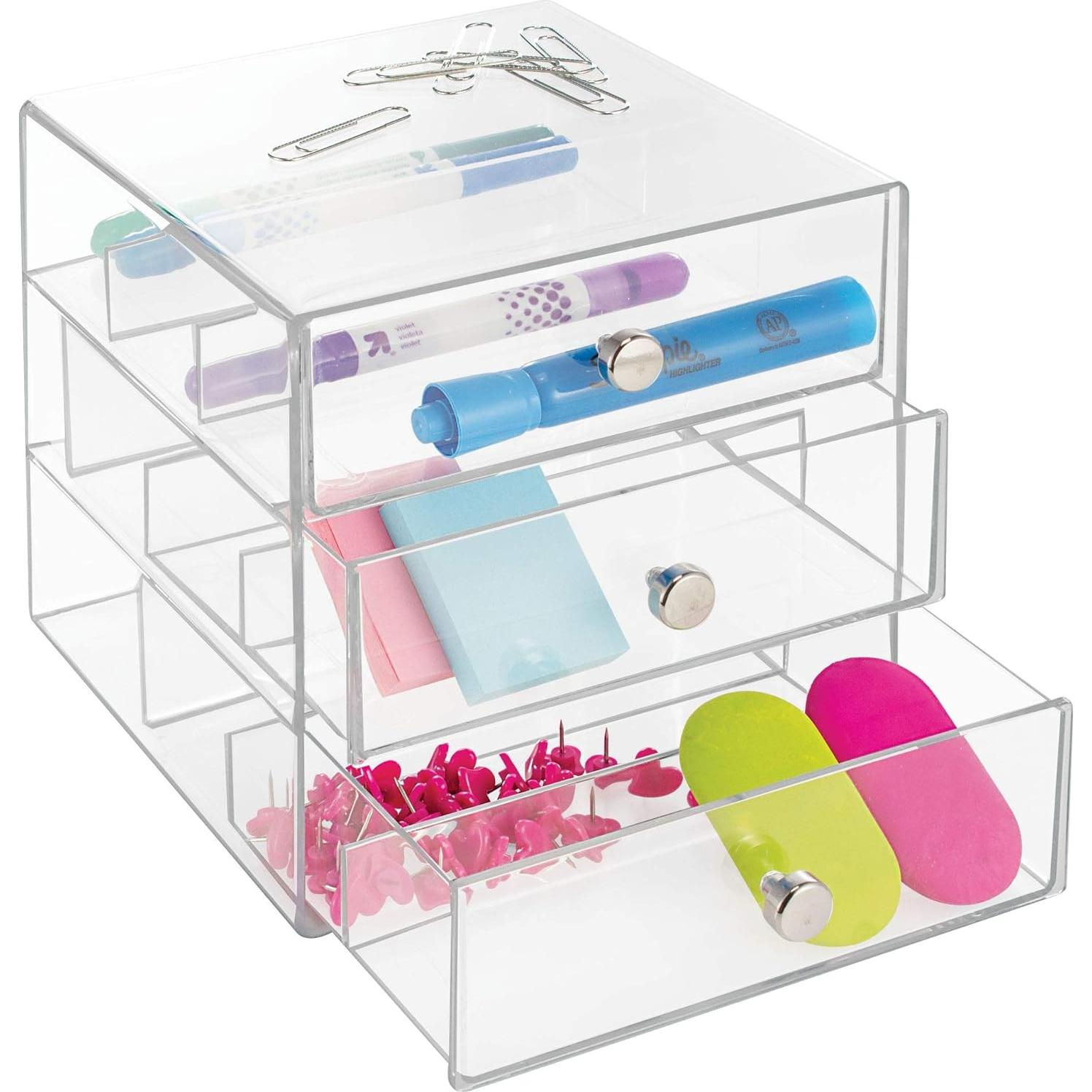 Organizador de Tocador iDesign 3 Cajones Plástico Transparente 17.78x16.51x16.51 cm