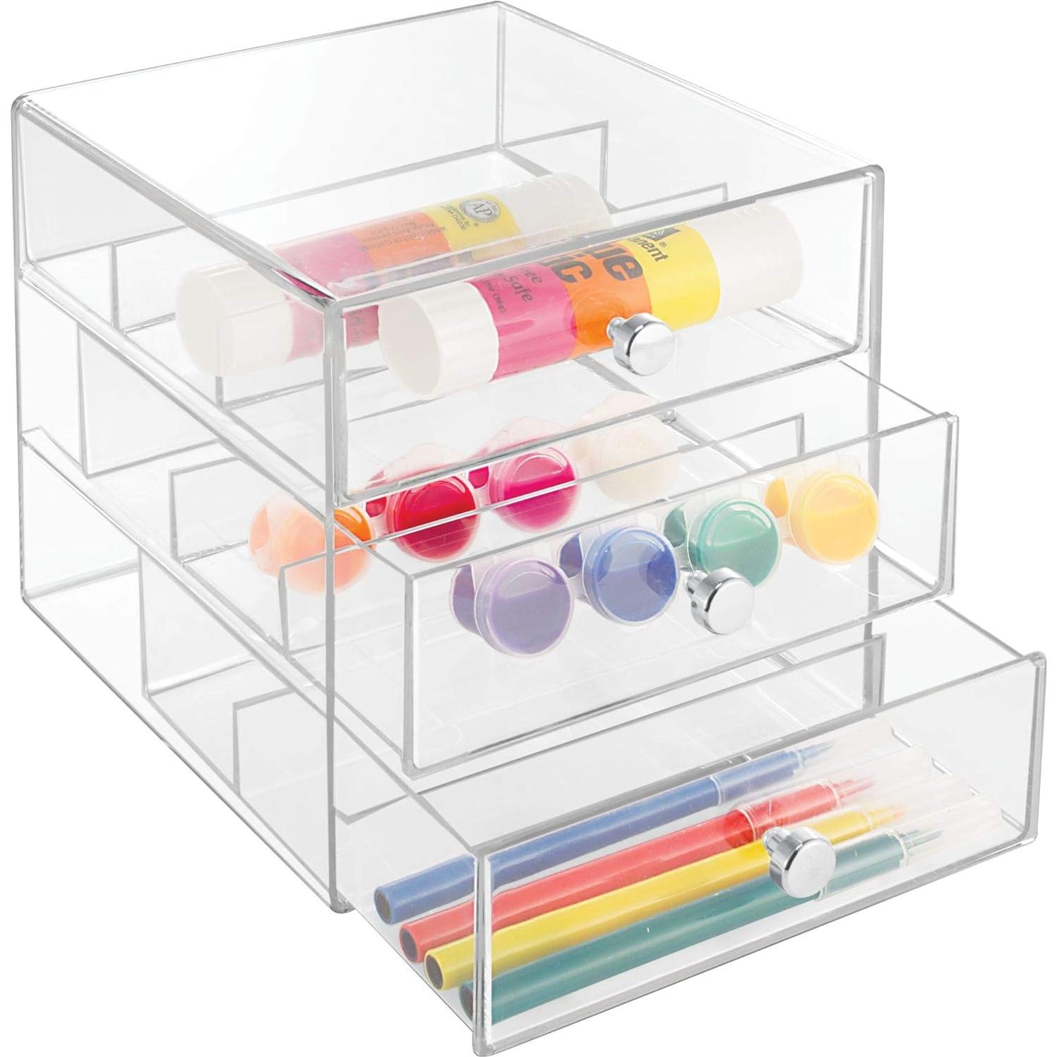 Organizador de Tocador iDesign 3 Cajones Plástico Transparente 17.78x16.51x16.51 cm