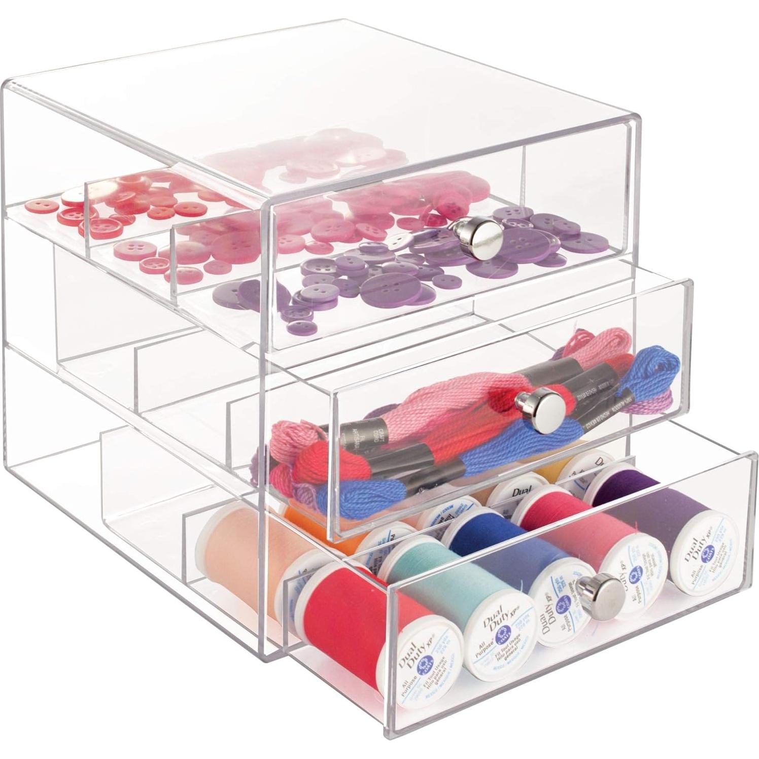 Organizador de Tocador iDesign 3 Cajones Plástico Transparente 17.78x16.51x16.51 cm