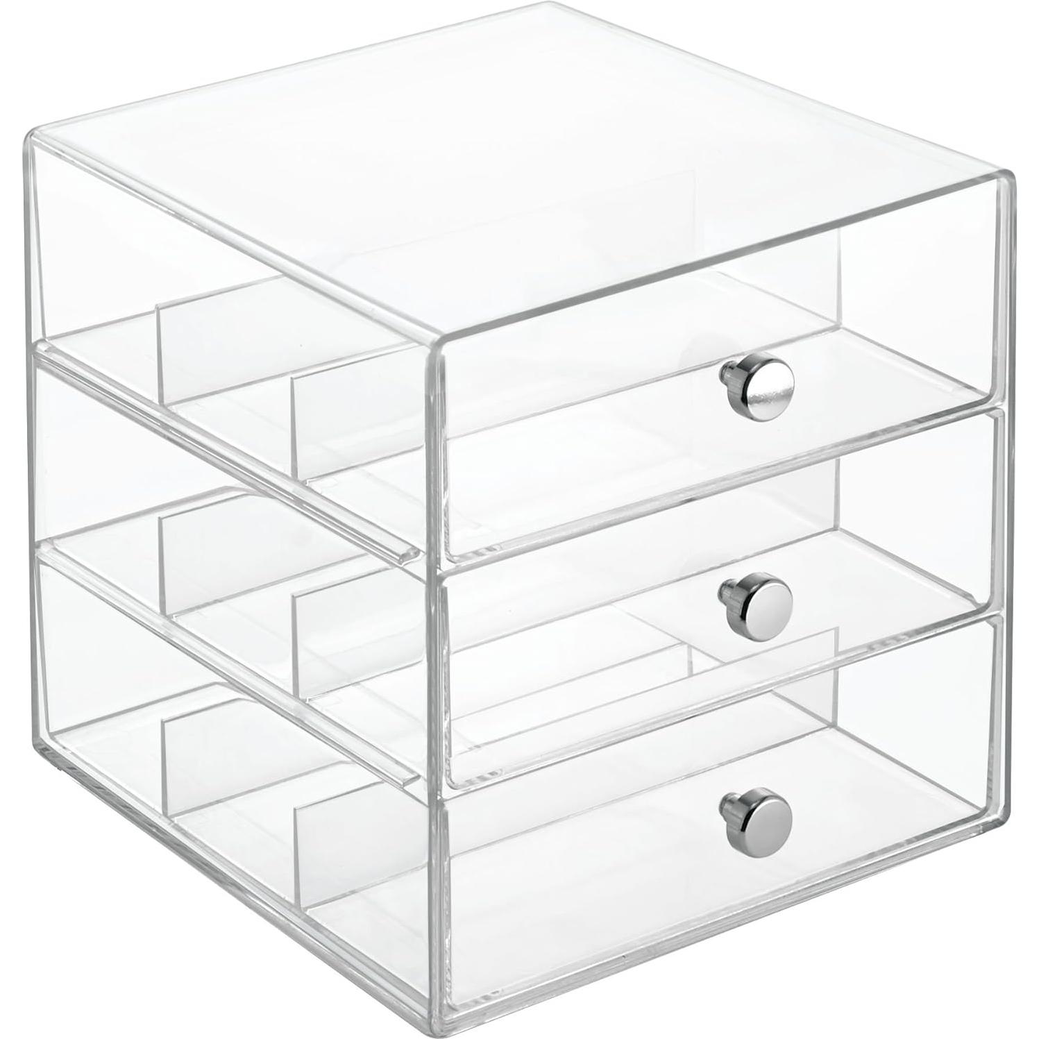 Organizador de Tocador iDesign 3 Cajones Plástico Transparente 17.78x16.51x16.51 cm