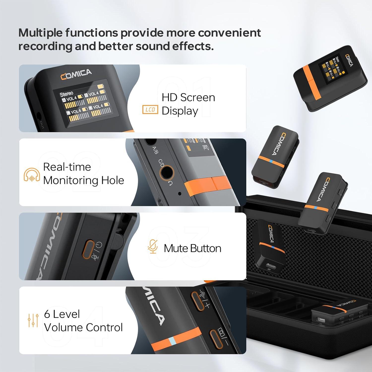 Micrófono Lavalier Inalámbrico Comica Vimo Q 4 Canales 61m