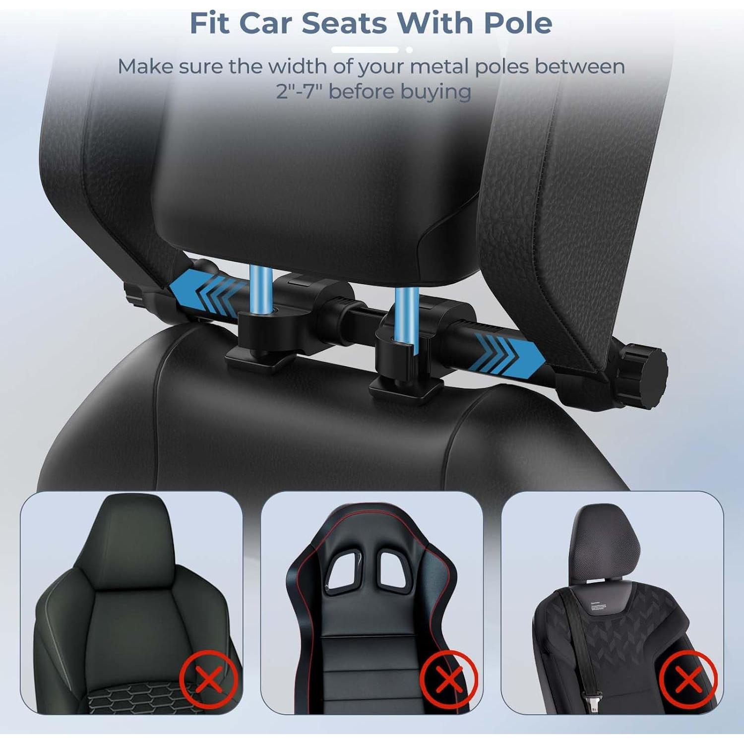 Almohada Ajustable Yoocaa para Reposacabezas de Coche - Negro