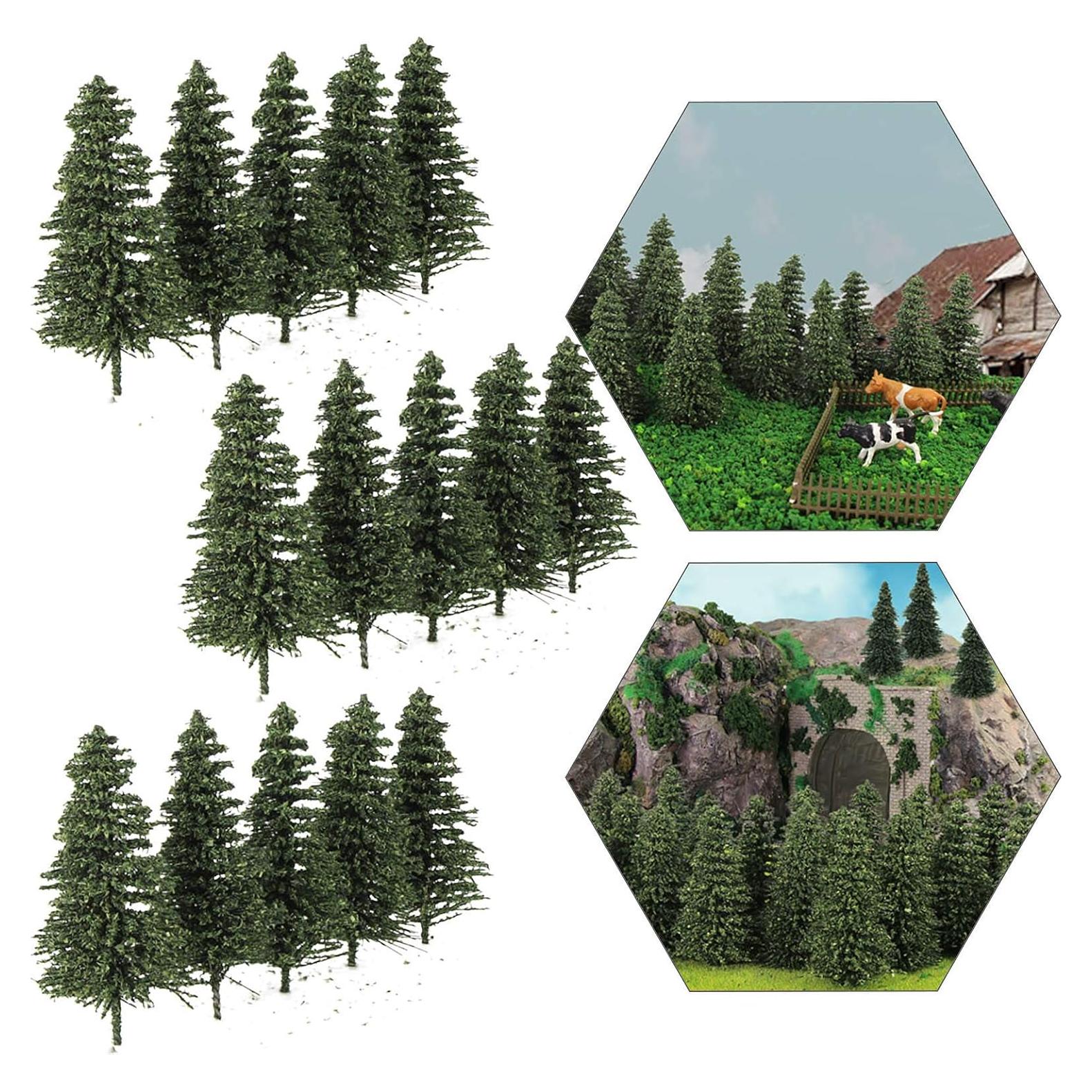 50 Árboles de Modelo de Pino Verde Oscuro Evemodel 52mm