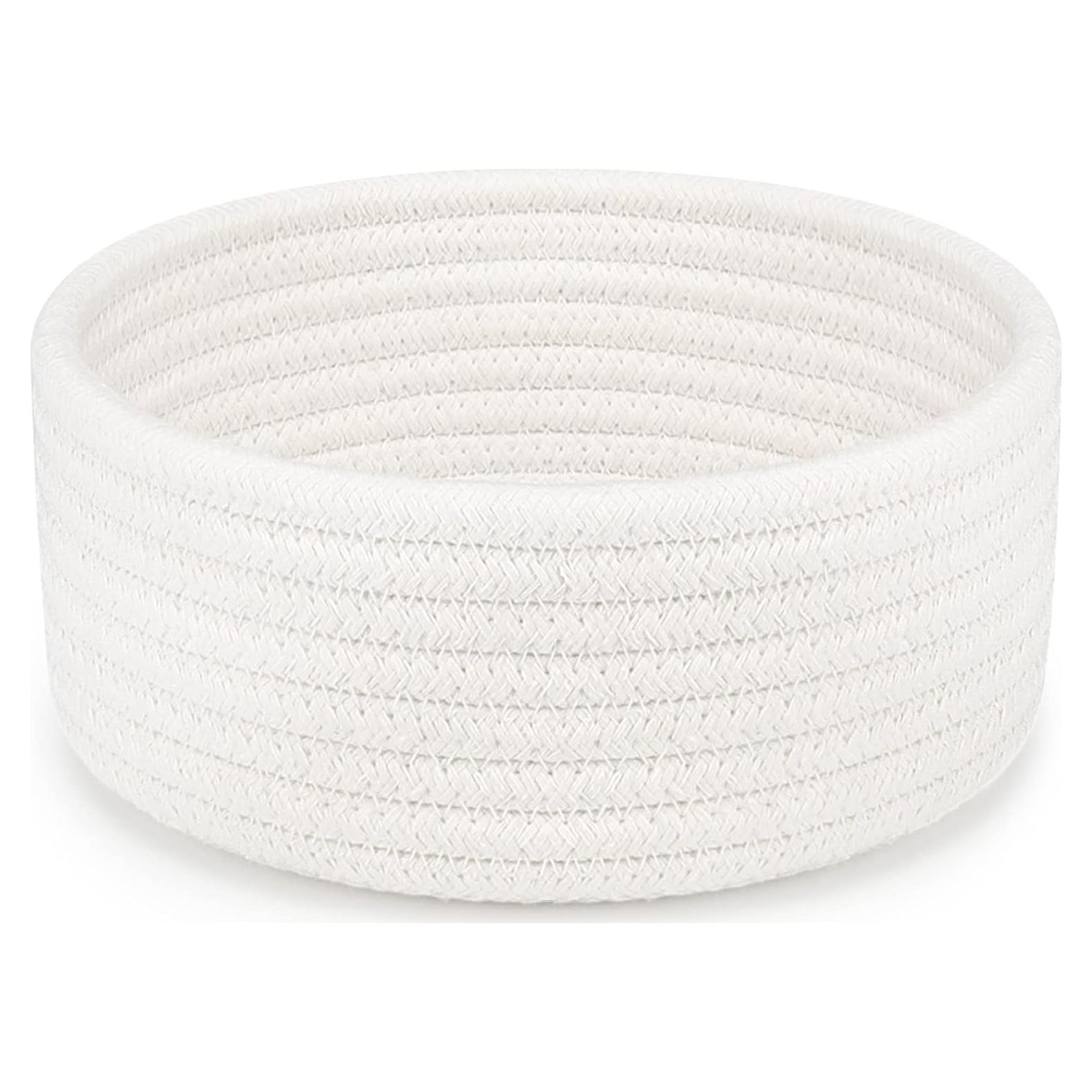 Cesta Pequeña Tejida ABenkle 20x20 cm Decorativa Blanca