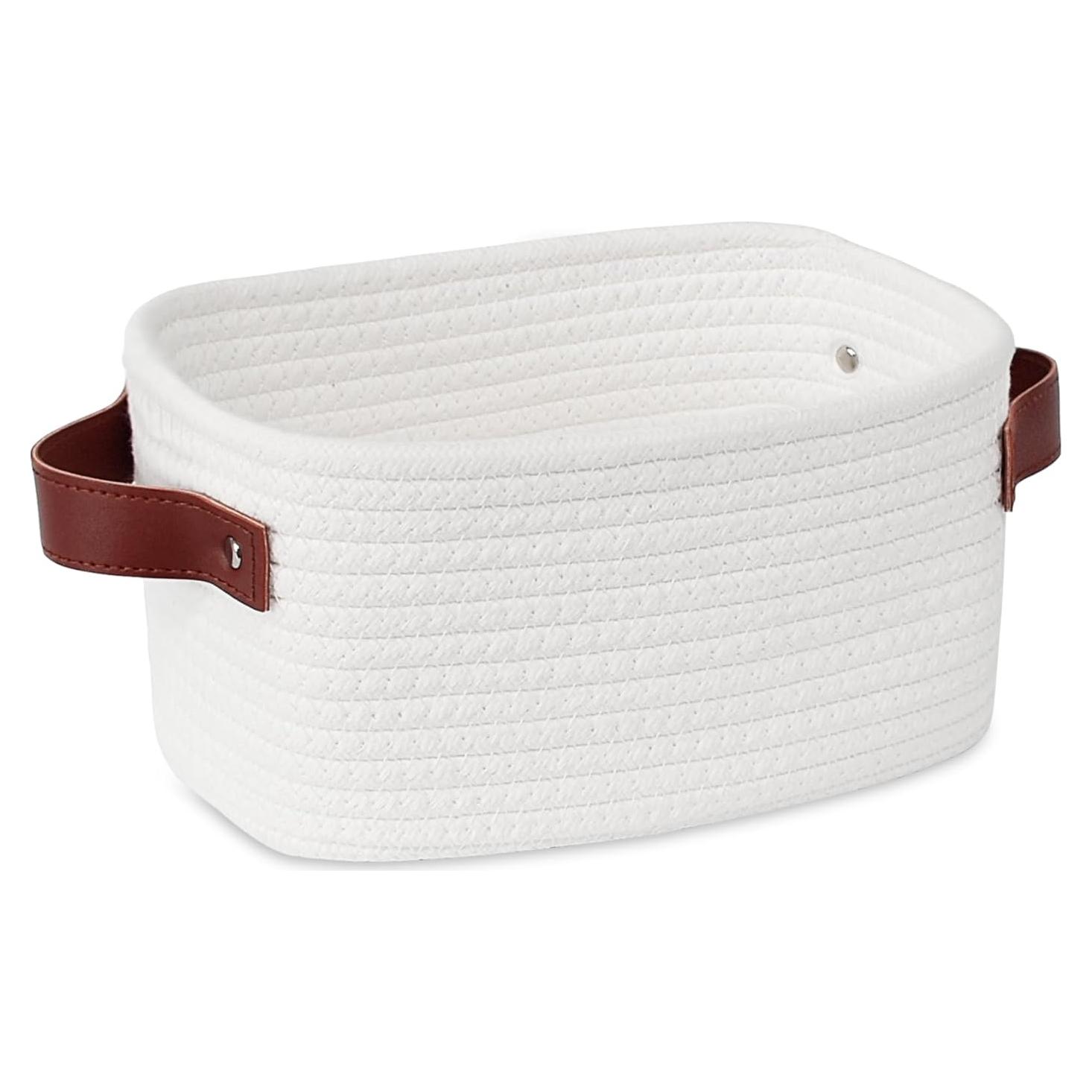 Cesta de Almacenamiento ABenkle Mini Algodón Blanca 22x16x12cm