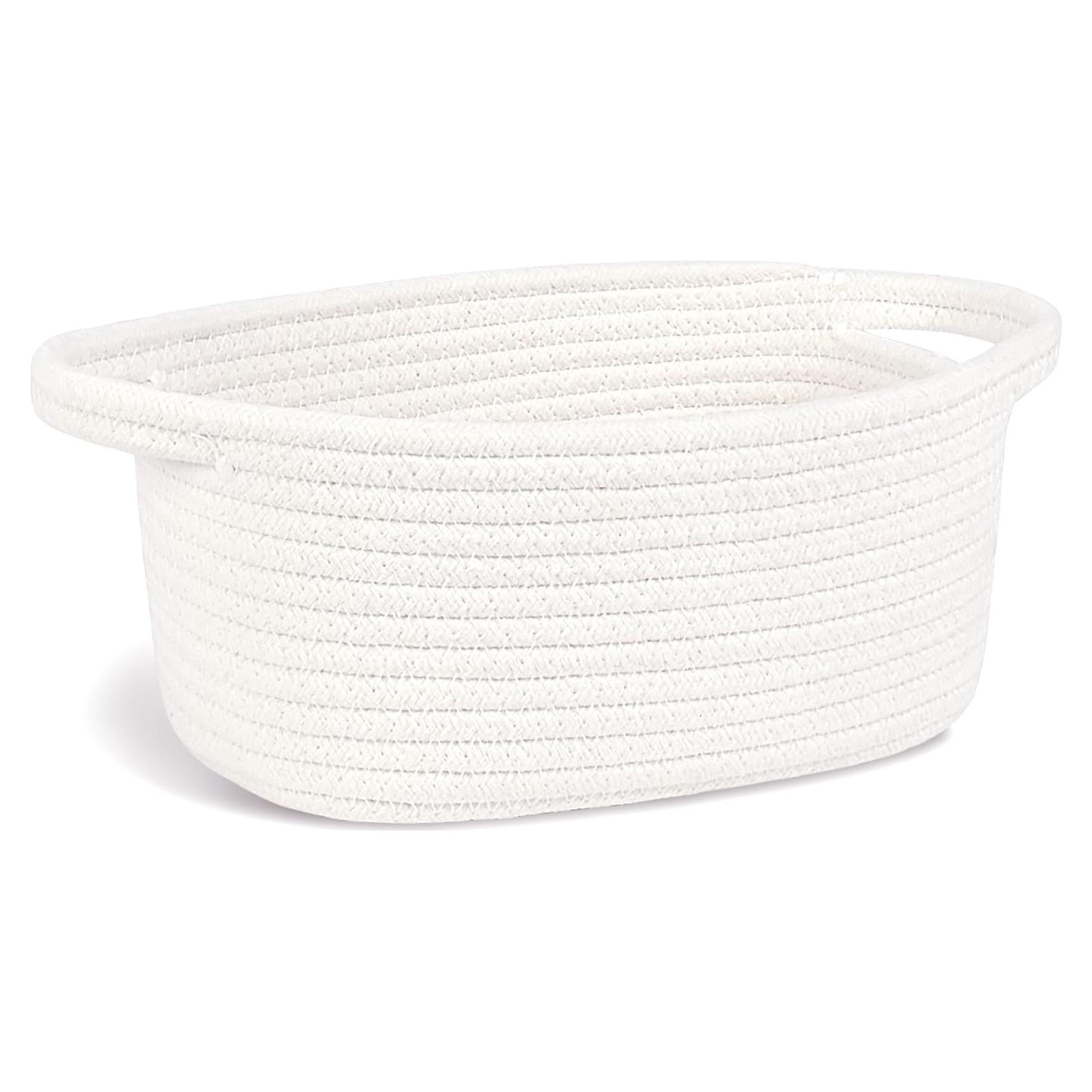 Cesta de Almacenamiento ABenkle Mini Boho Blanca 22,1x16x12 cm