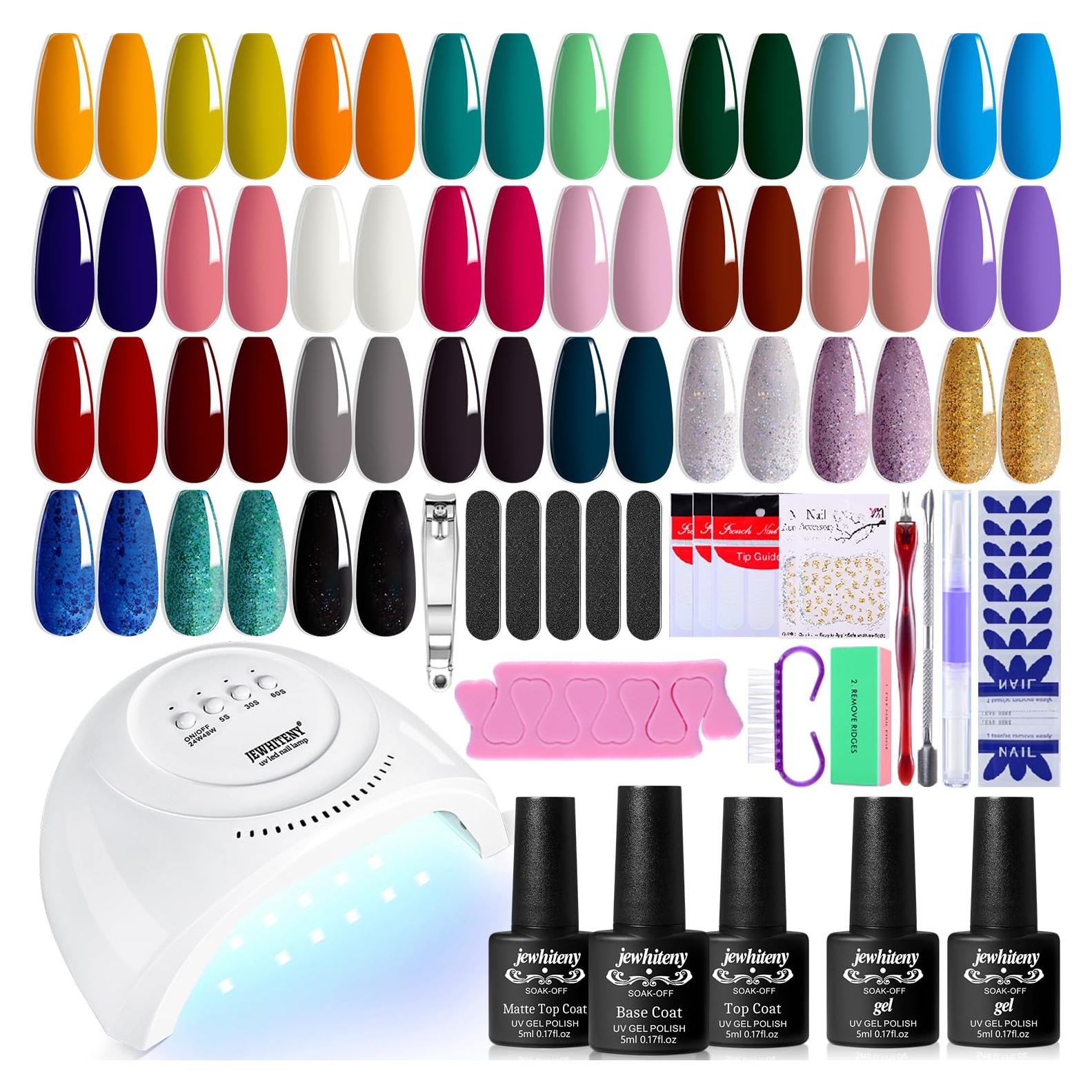 Kit de Esmalte de Uñas Gel 27 Colores + Lámpara UV JEWHITENY