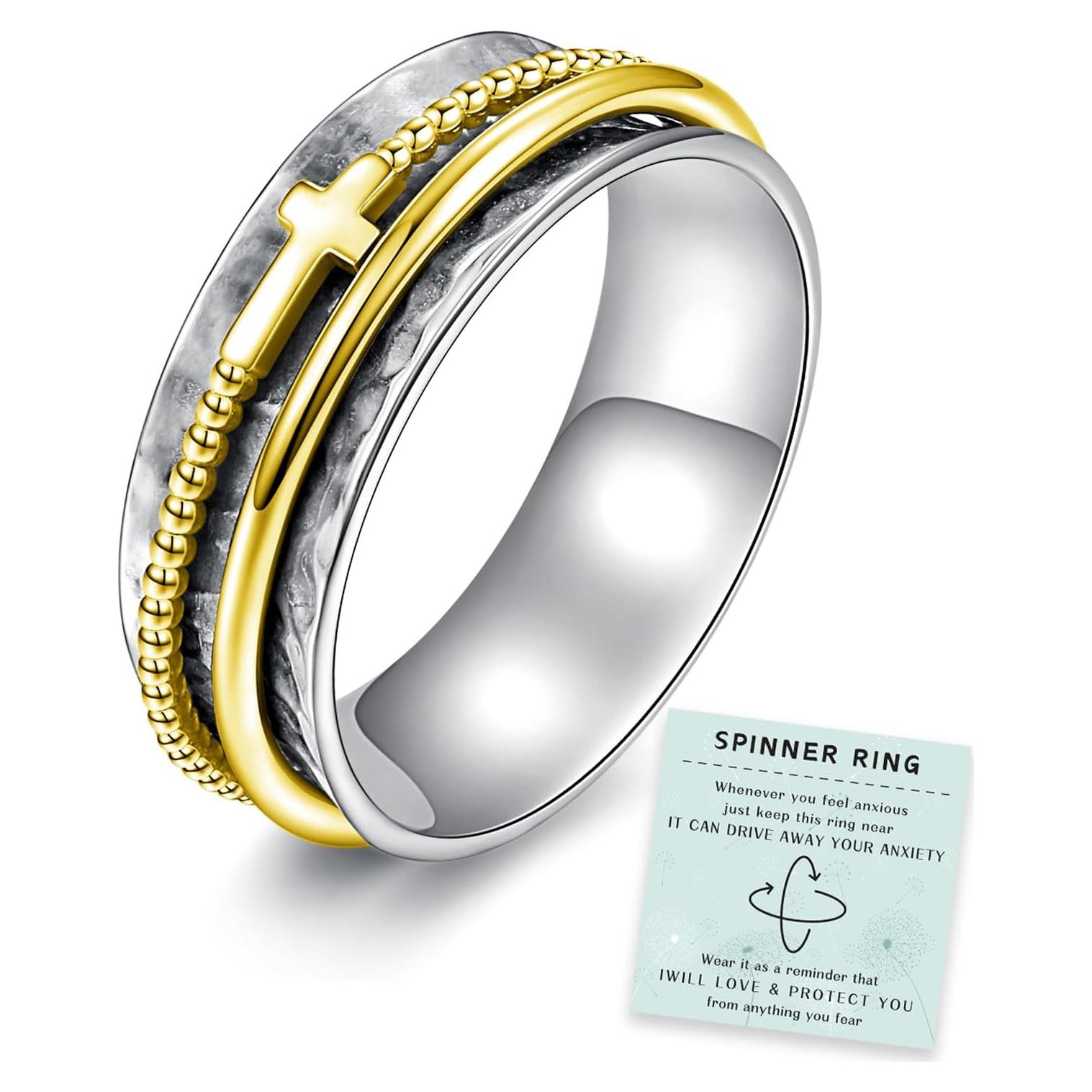 Anillo Fidget Giratorio de Plata Esterlina 925 para Mujeres