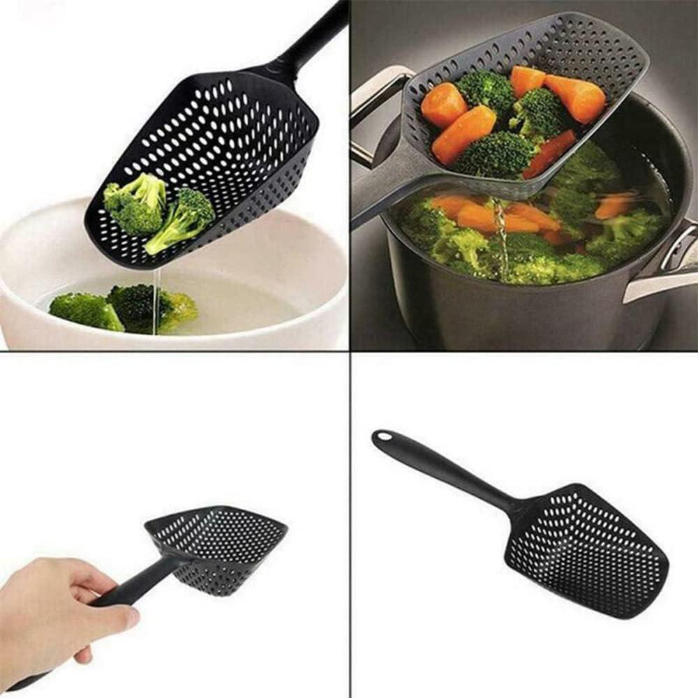 Cuchara Coladora Grande SEIWEI 34.5cm Negro para Pasta y Verduras