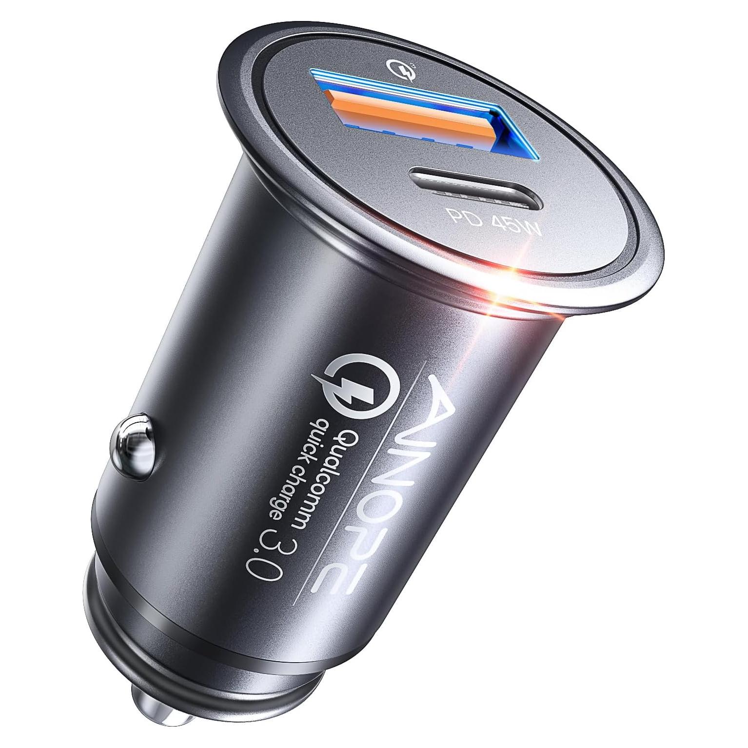 Cargador de Coche USB C AINOPE 67.5W Carga Rápida Metal