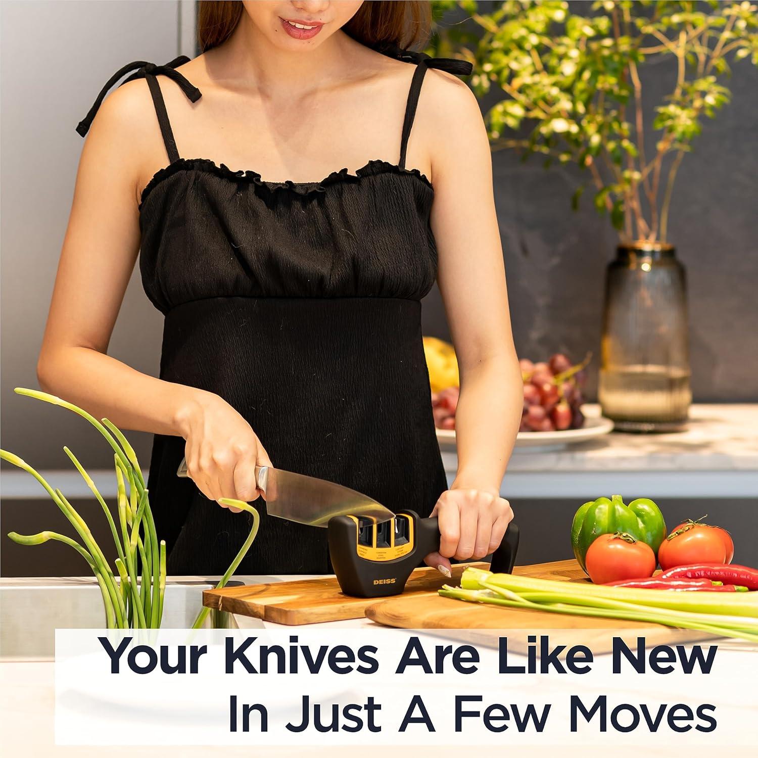 Afilador de Cuchillos Deiss PRO 3 Etapas Profesional Naranja