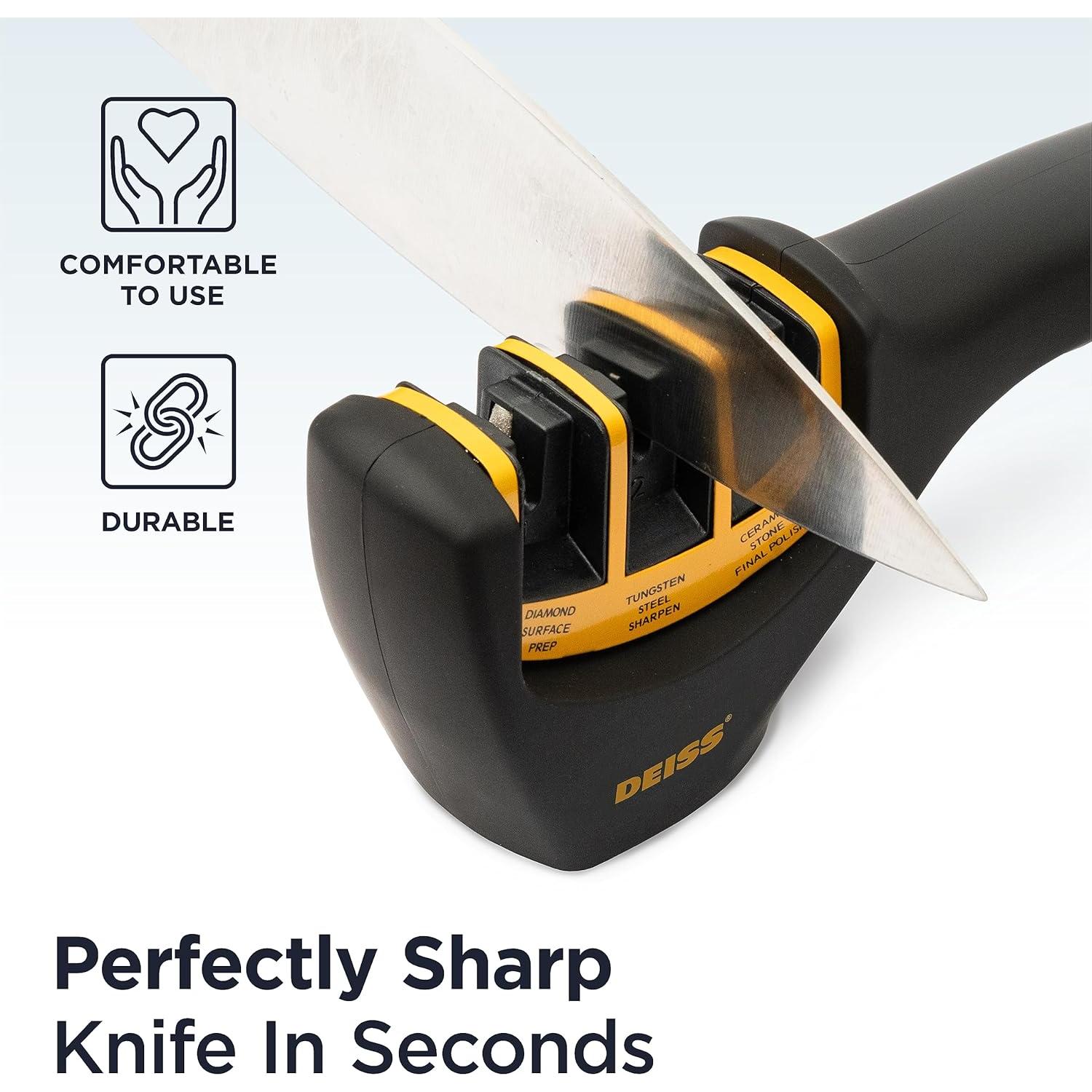 Afilador de Cuchillos Deiss PRO 3 Etapas Profesional Naranja