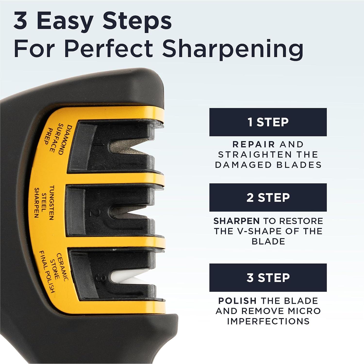 Afilador de Cuchillos Deiss PRO 3 Etapas Profesional Naranja