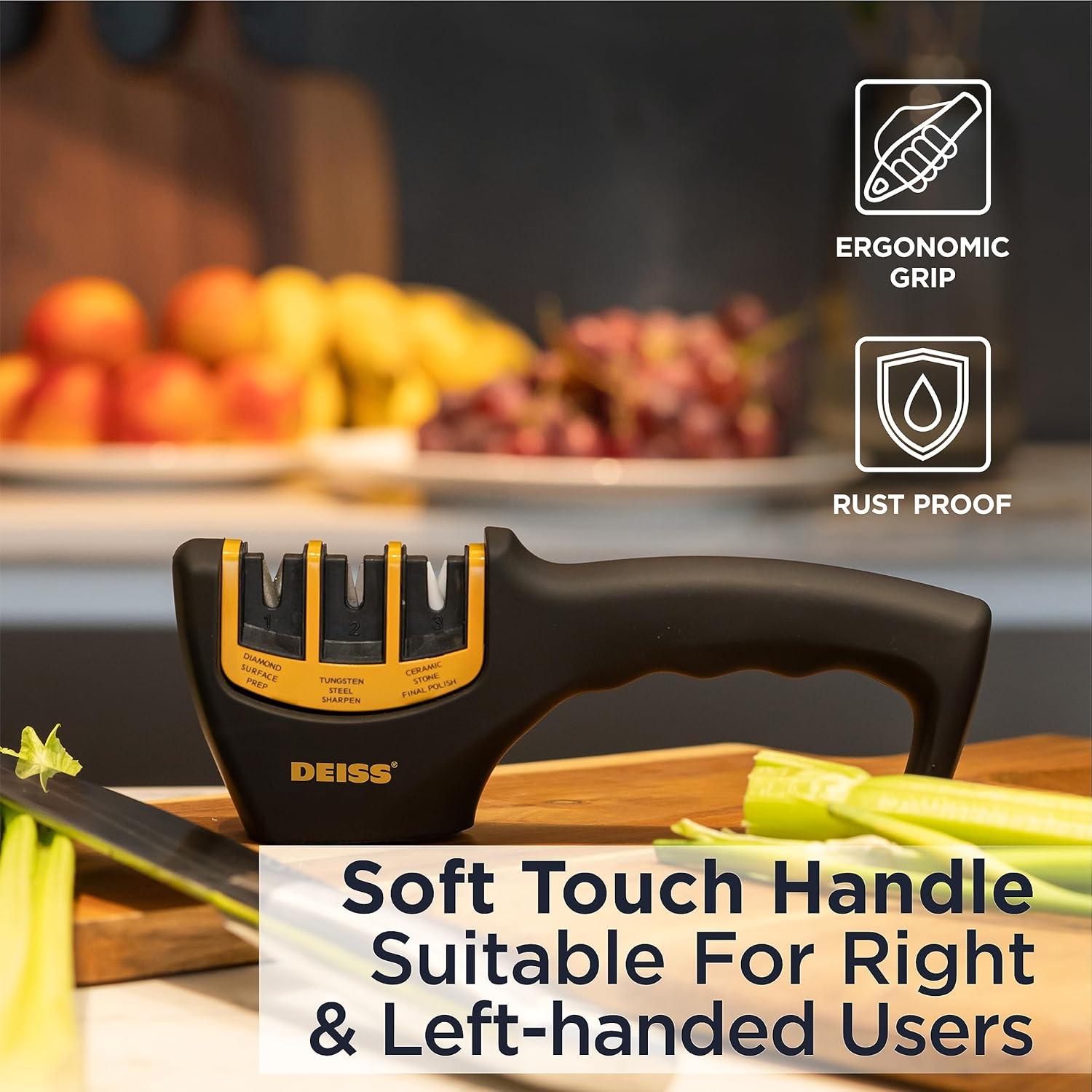 Afilador de Cuchillos Deiss PRO 3 Etapas Profesional Naranja