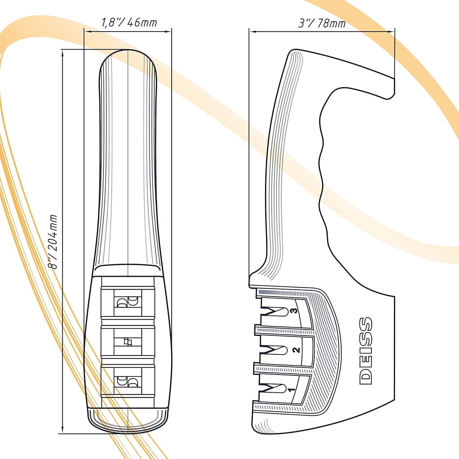 Afilador de Cuchillos Deiss PRO 3 Etapas Profesional Naranja