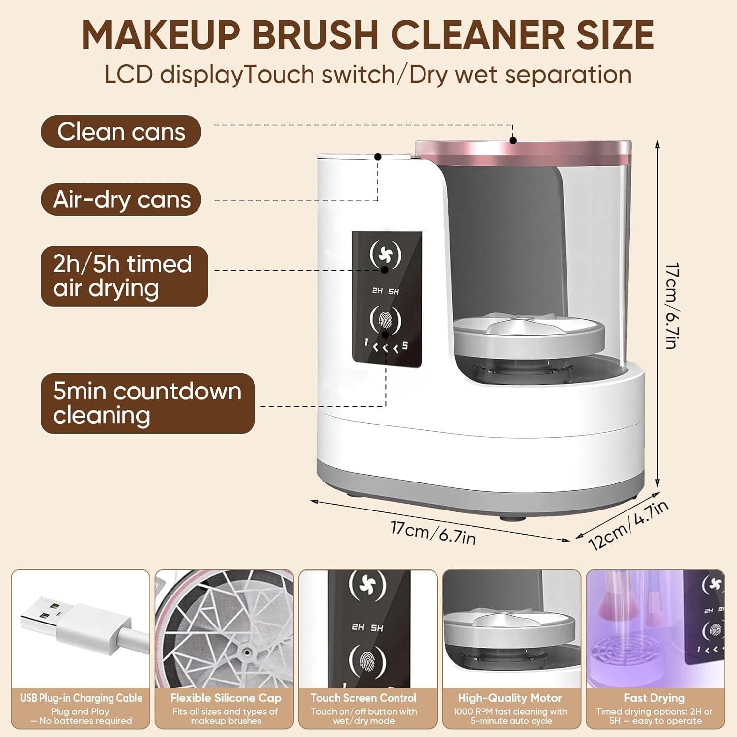 Limpiador de Brochas de Maquillaje Eléctrico CreaCare 3 en 1