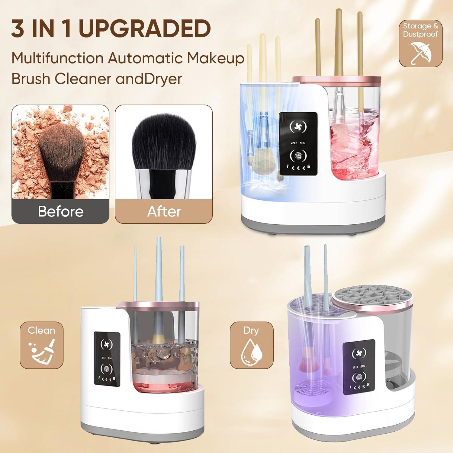 Limpiador de Brochas de Maquillaje Eléctrico CreaCare 3 en 1