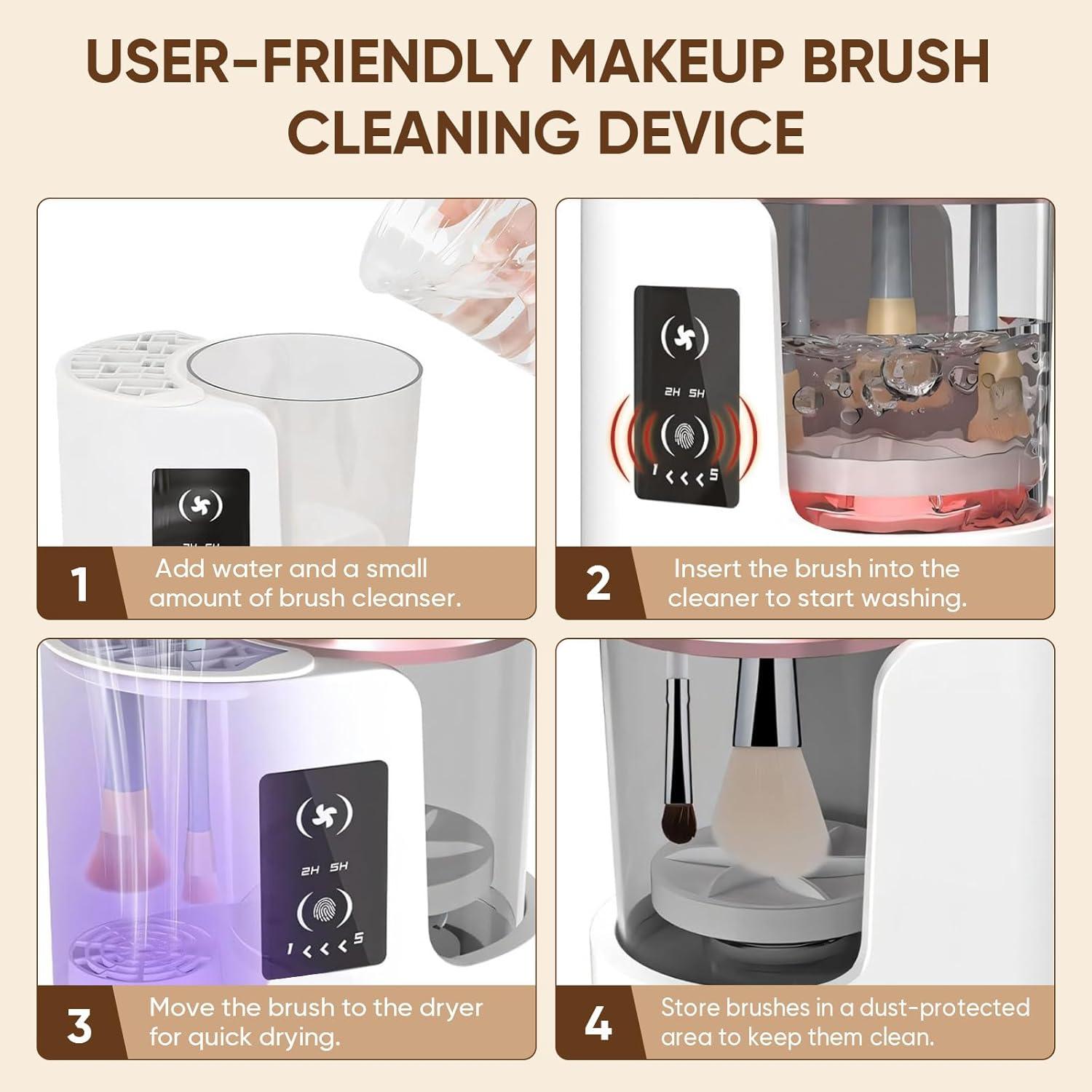 Limpiador de Brochas de Maquillaje Eléctrico CreaCare 3 en 1