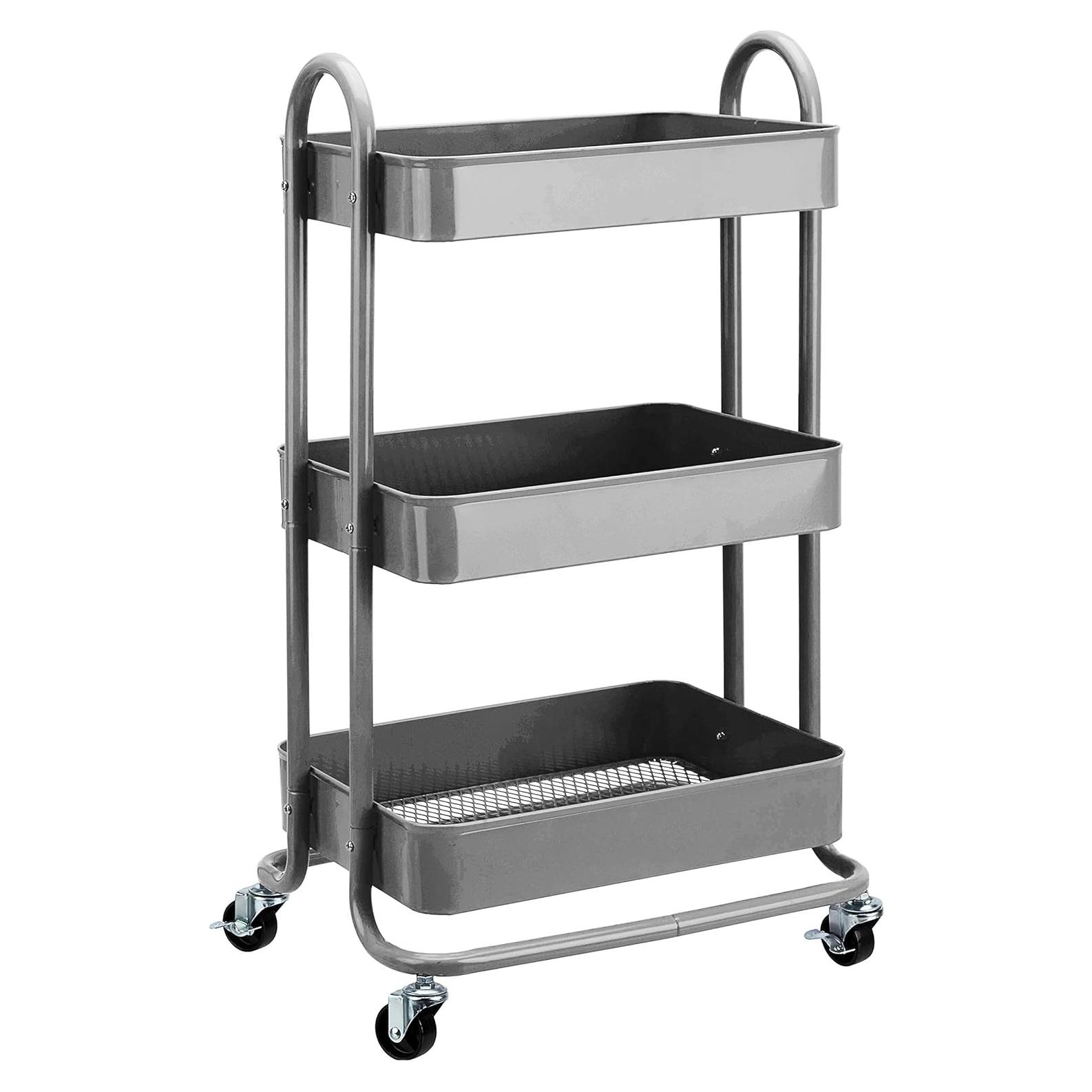Carro de Utilidad Amazon Basics 3 Niveles con Ruedas Bloqueables
