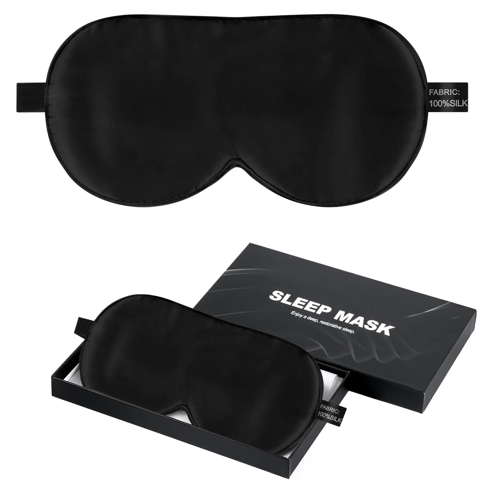 Máscara de Sueño de Seda 22 Momme Pyopbow - Antifaz Negro