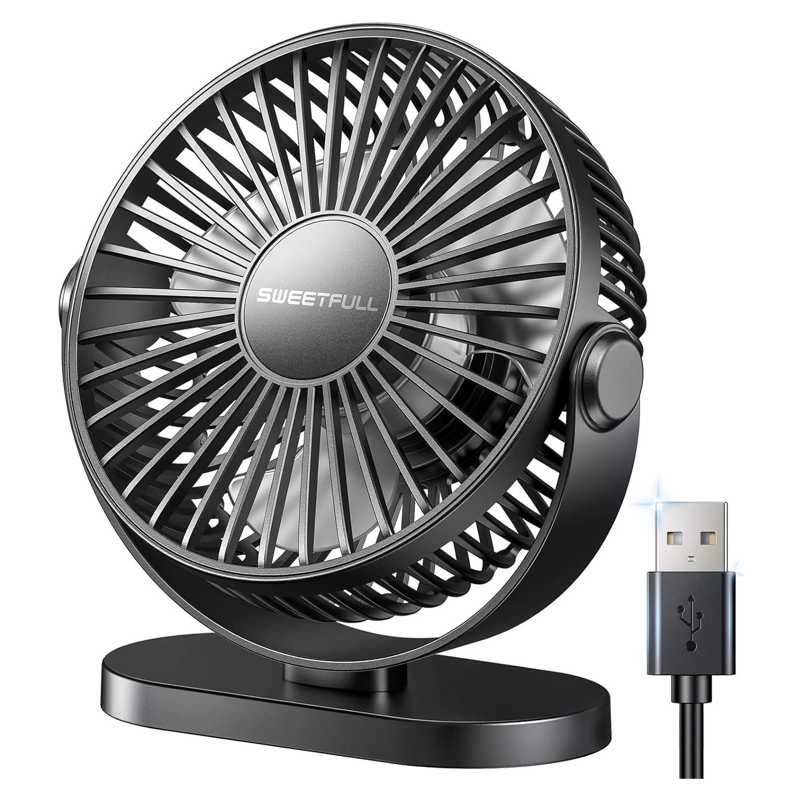 Ventilador de Escritorio USB SWEETFULL 14 cm 3 Velocidades Silencioso
