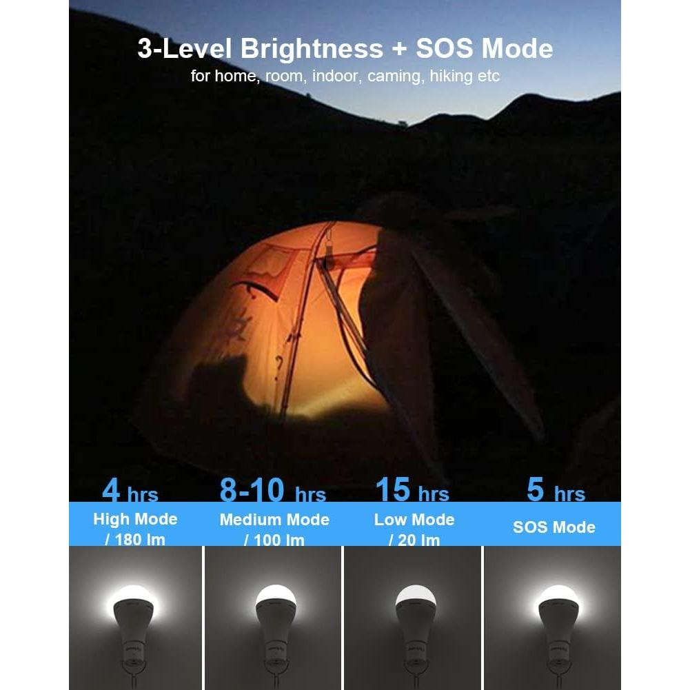 Bombillas LED recargables USB Flyhoom, 4 modos, 1200mAh, 2 unidades