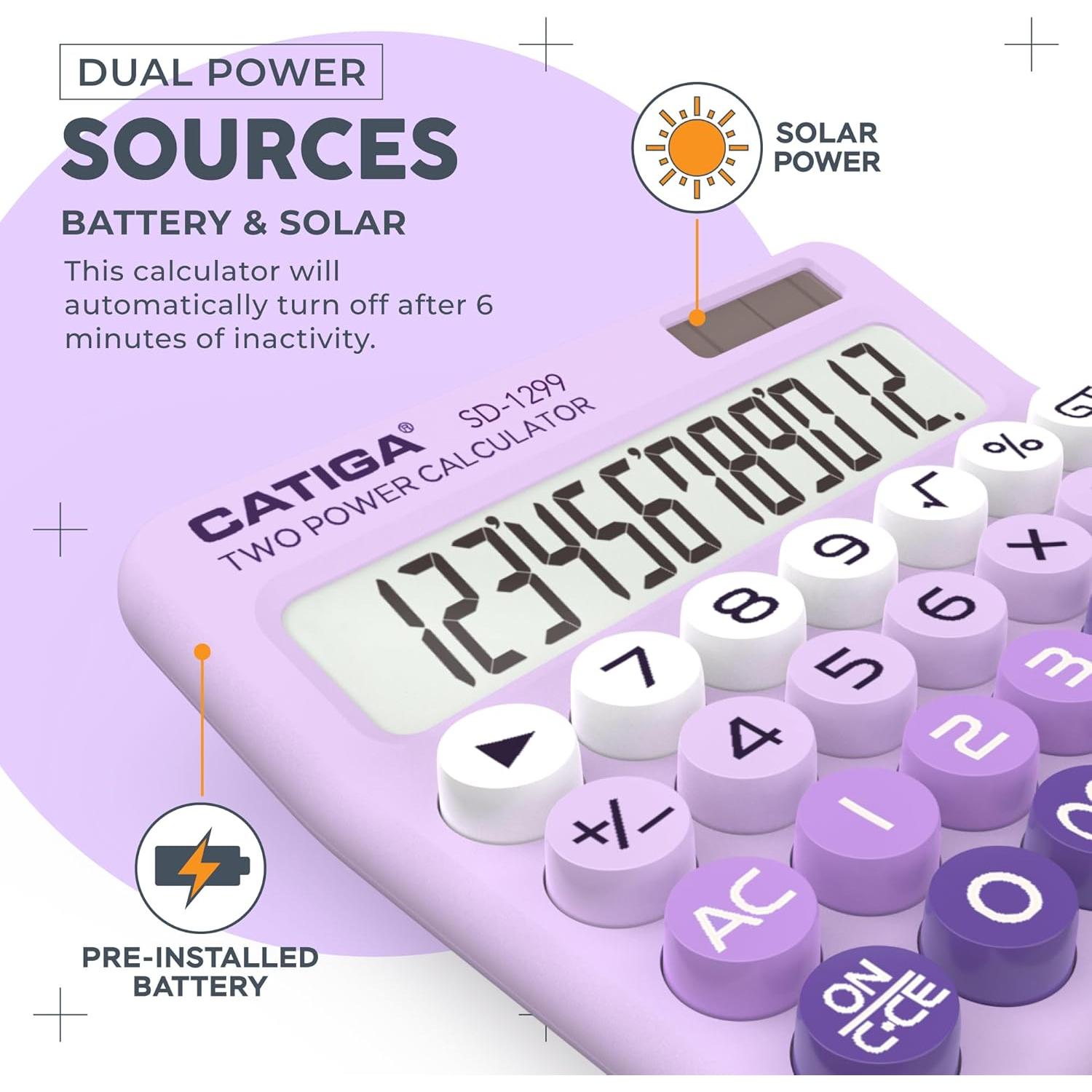 Calculadora Solar Catiga SD-1299 con Pantalla LCD 12 Dígitos