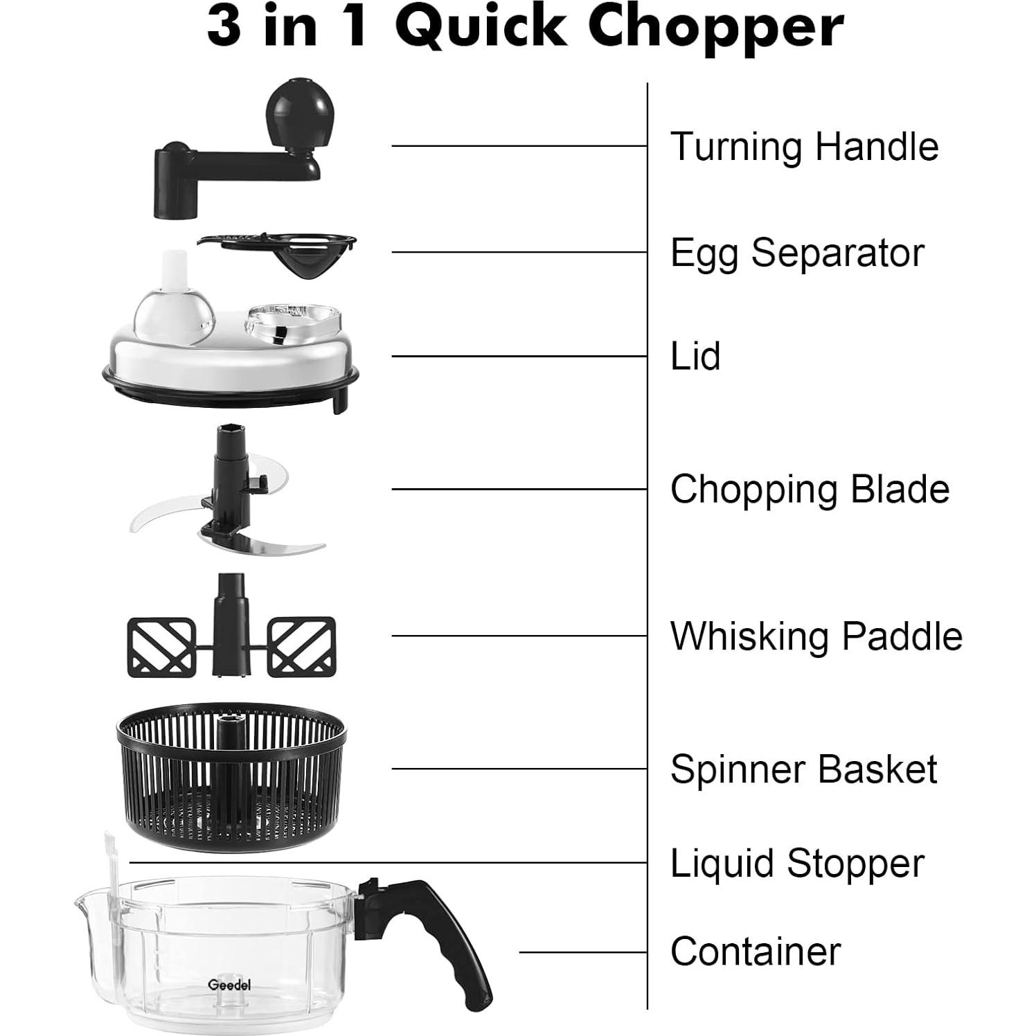 Picador de Alimentos Manual Geedel 3 Tazas - Picador de Verduras