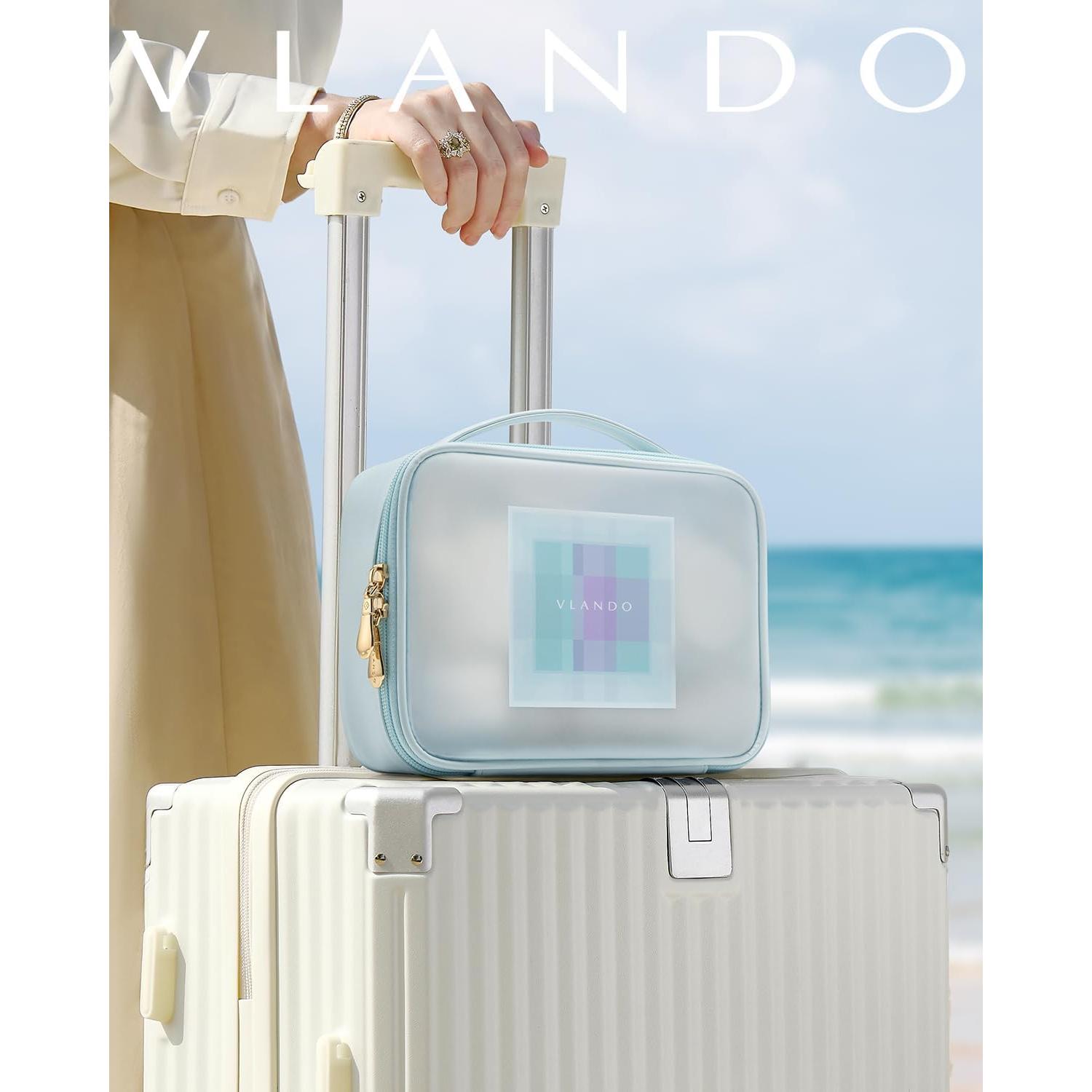 Bolsa de Maquillaje de Viaje VLANDO Transparente Azul 20.8x6.9x15.5cm