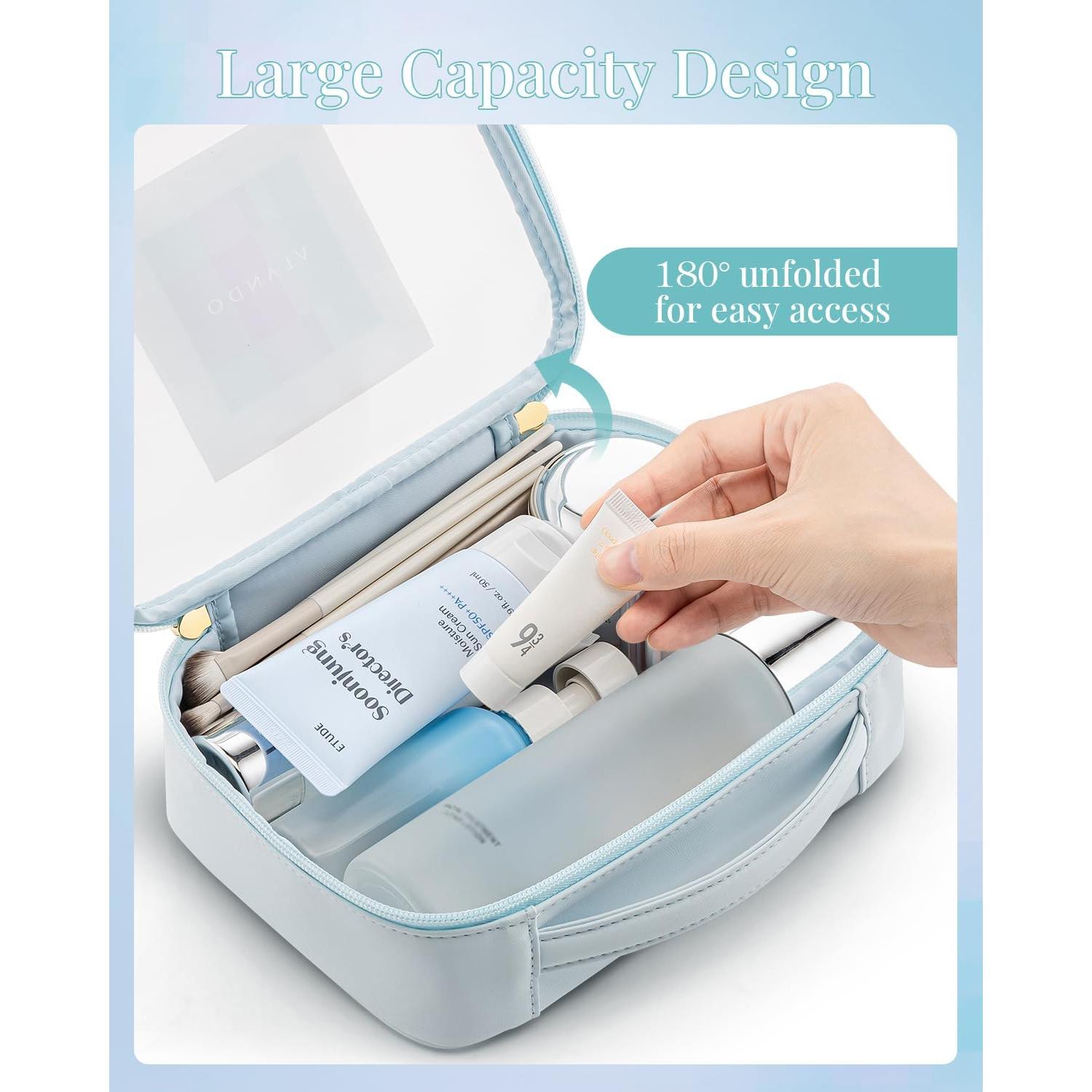 Bolsa de Maquillaje de Viaje VLANDO Transparente Azul 20.8x6.9x15.5cm