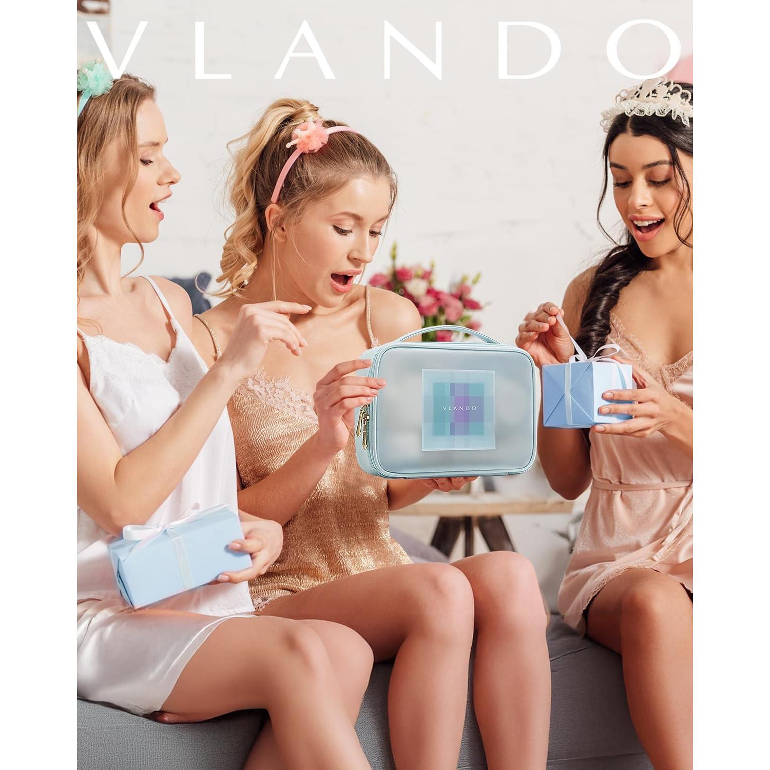 Bolsa de Maquillaje de Viaje VLANDO Transparente Azul 20.8x6.9x15.5cm