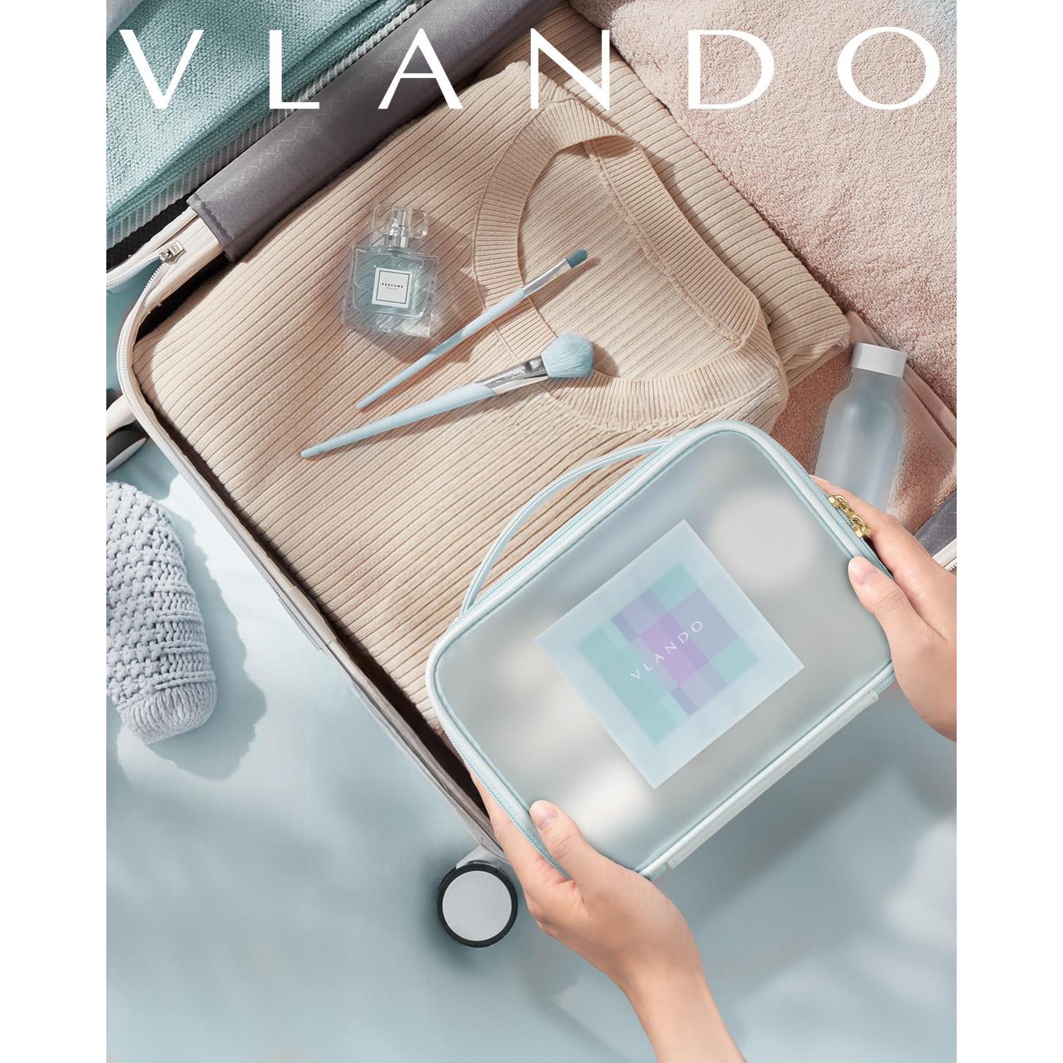 Bolsa de Maquillaje de Viaje VLANDO Transparente Azul 20.8x6.9x15.5cm